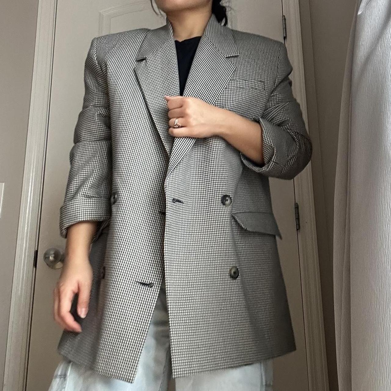 Zara Oversized Checked Blazer, Black and