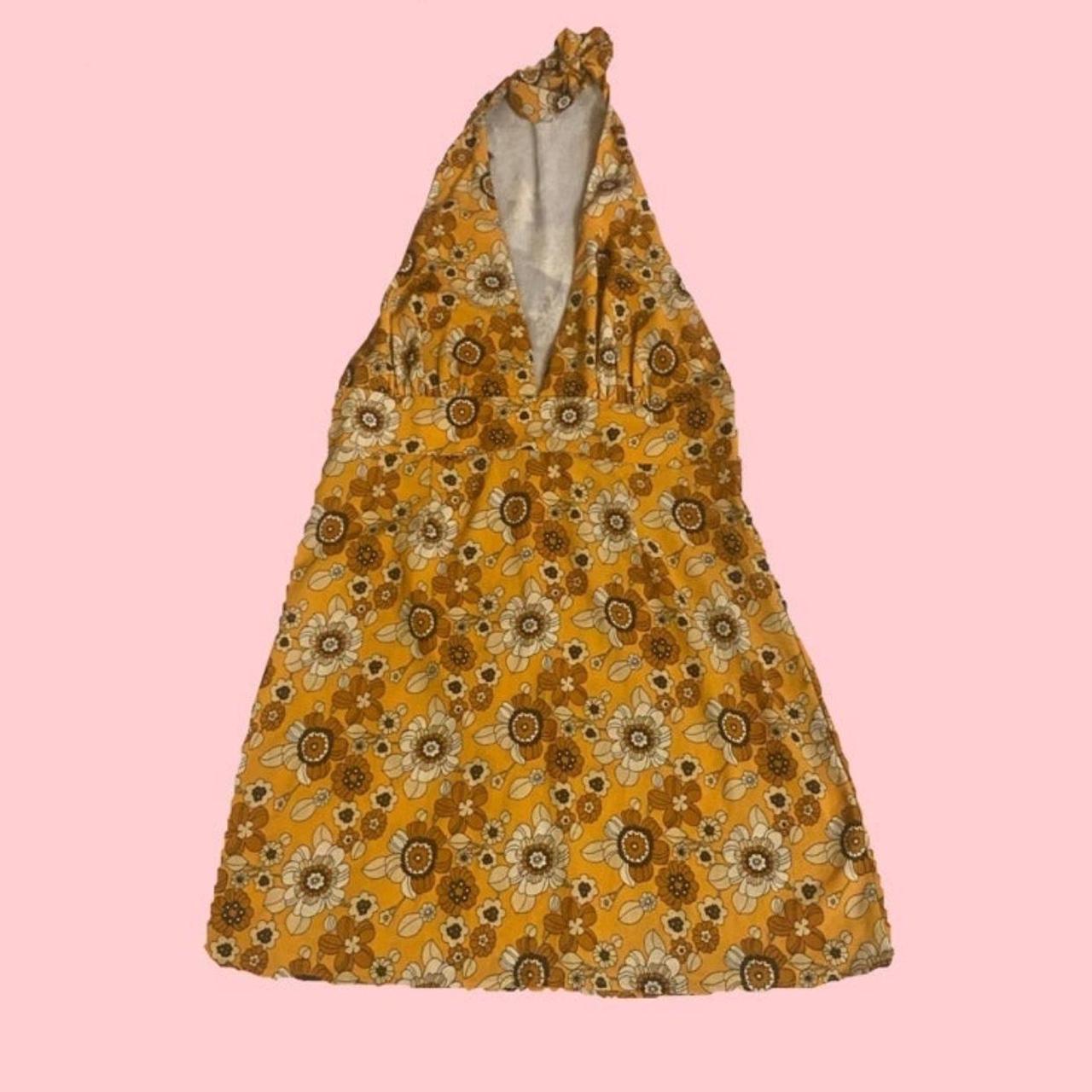 Cider retro 70s style dress Floral Halter dress... - Depop