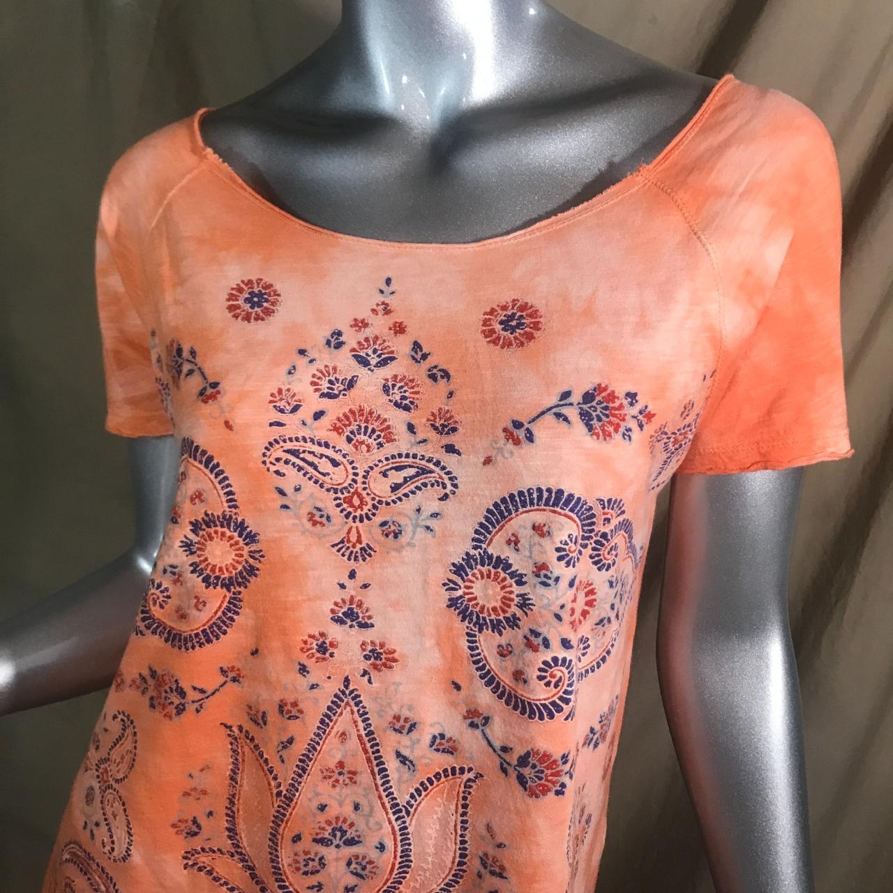 Lucky Brand Orange White Floral Embroidered Mini - Depop