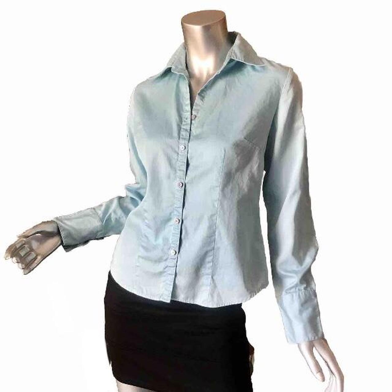 Ann Taylor Loft Women's 6 Small Light Blue Button... | Depop, image size:1280x1280