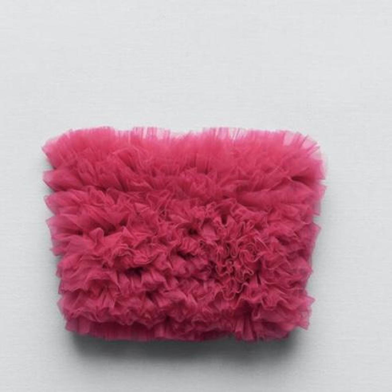 Zara fuchsia ruffle bandeau crop top worn once in... Depop