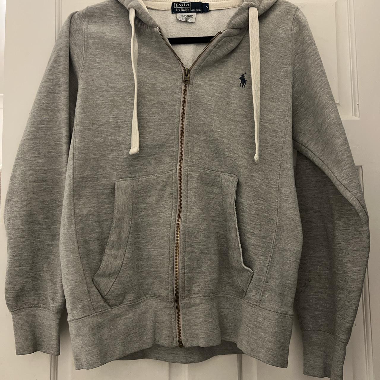 Ralph Lauren grey zip up hoodie Size small good... - Depop