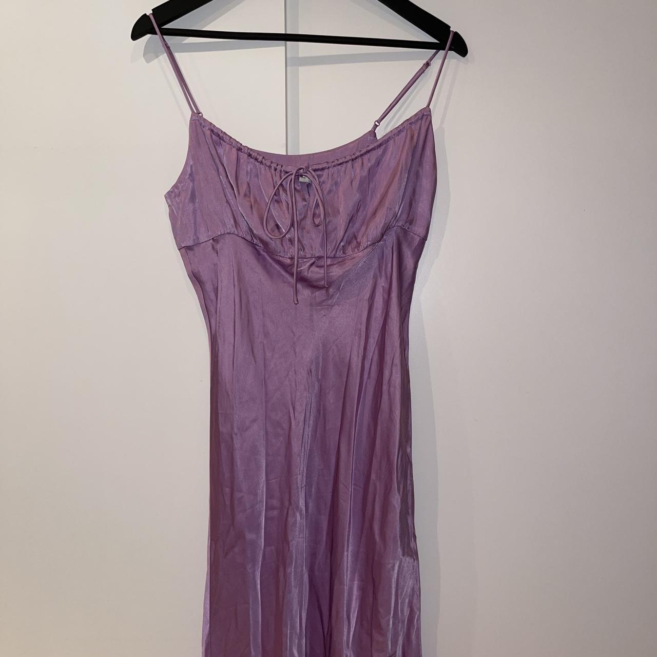 Purple / lilac satin Zara dress. Size S (more like a... - Depop