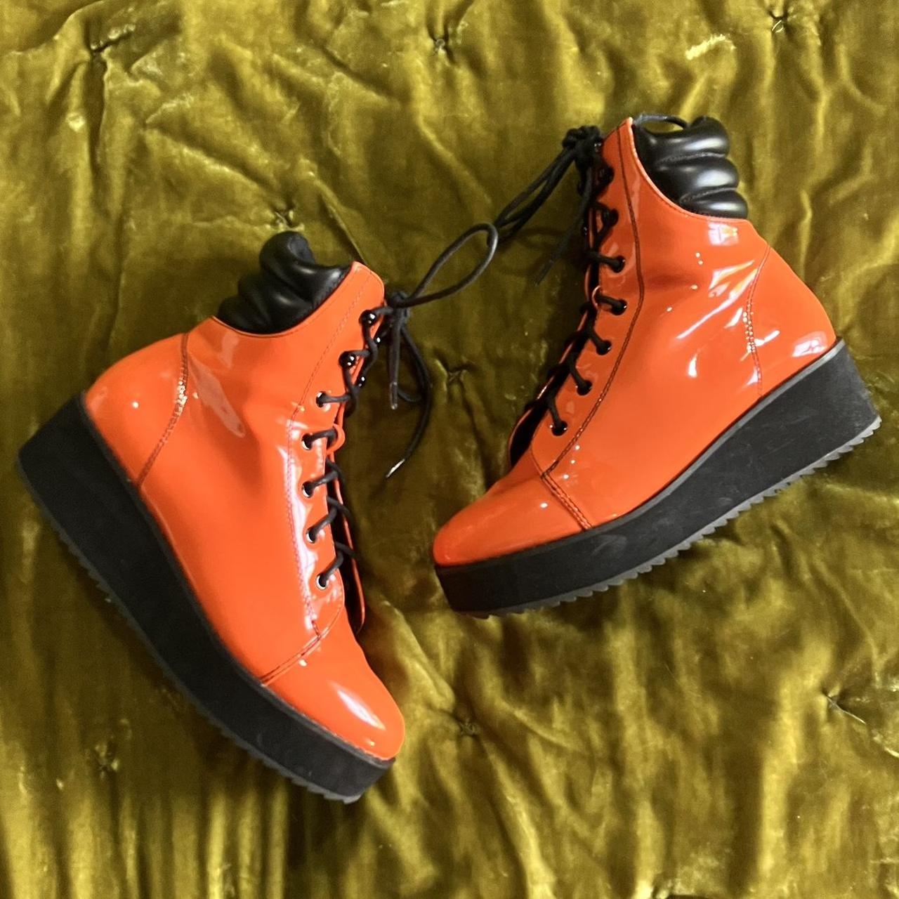 orange platform boots