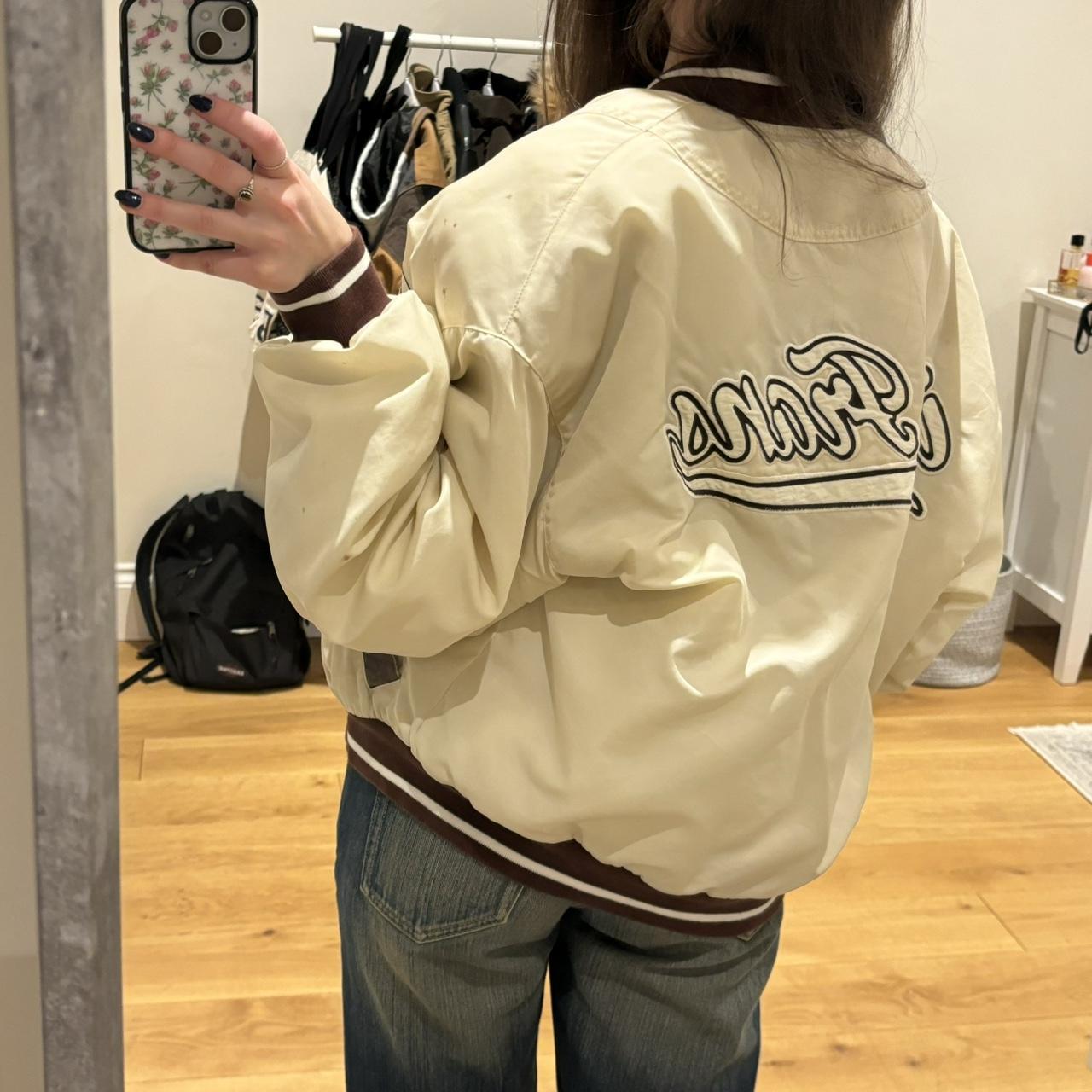 Womens iets frans cream varsity jacket size xxs Depop