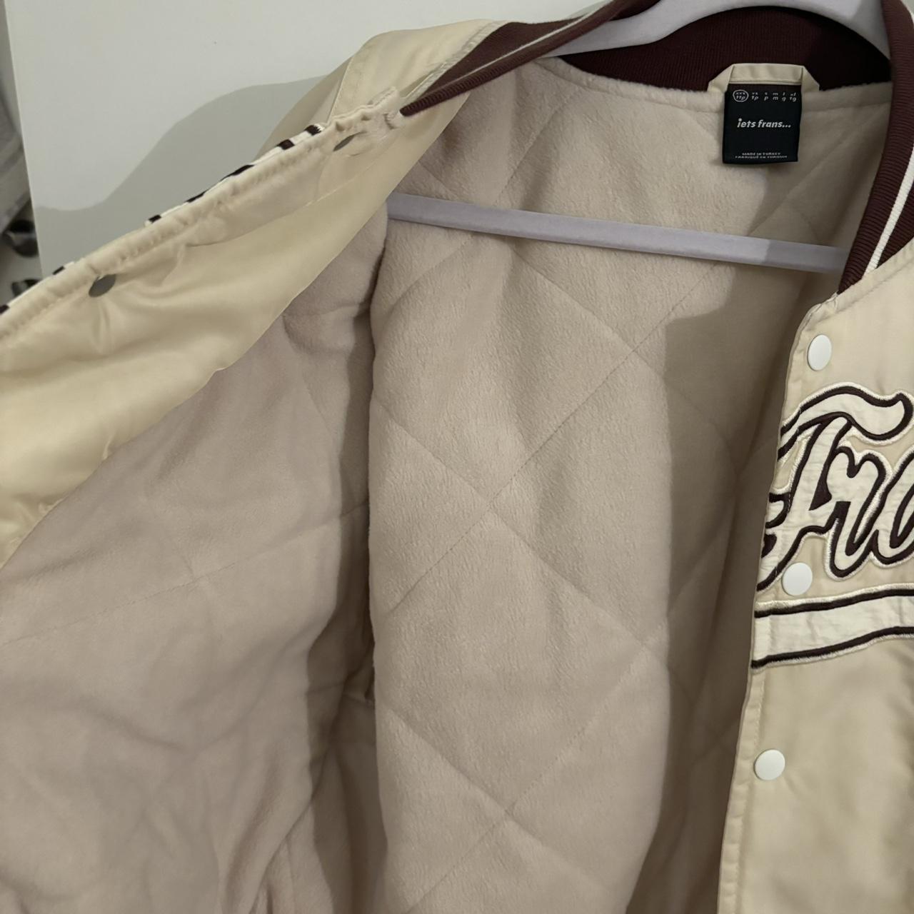 Womens iets frans cream varsity jacket size xxs Depop