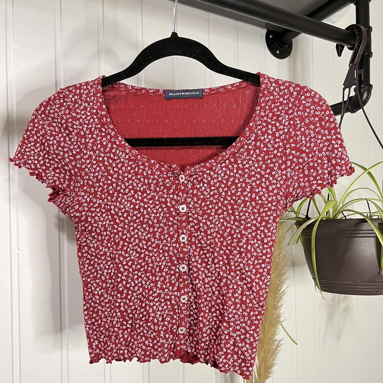 Brandy Melville red crop top. One size. Best fits - Depop