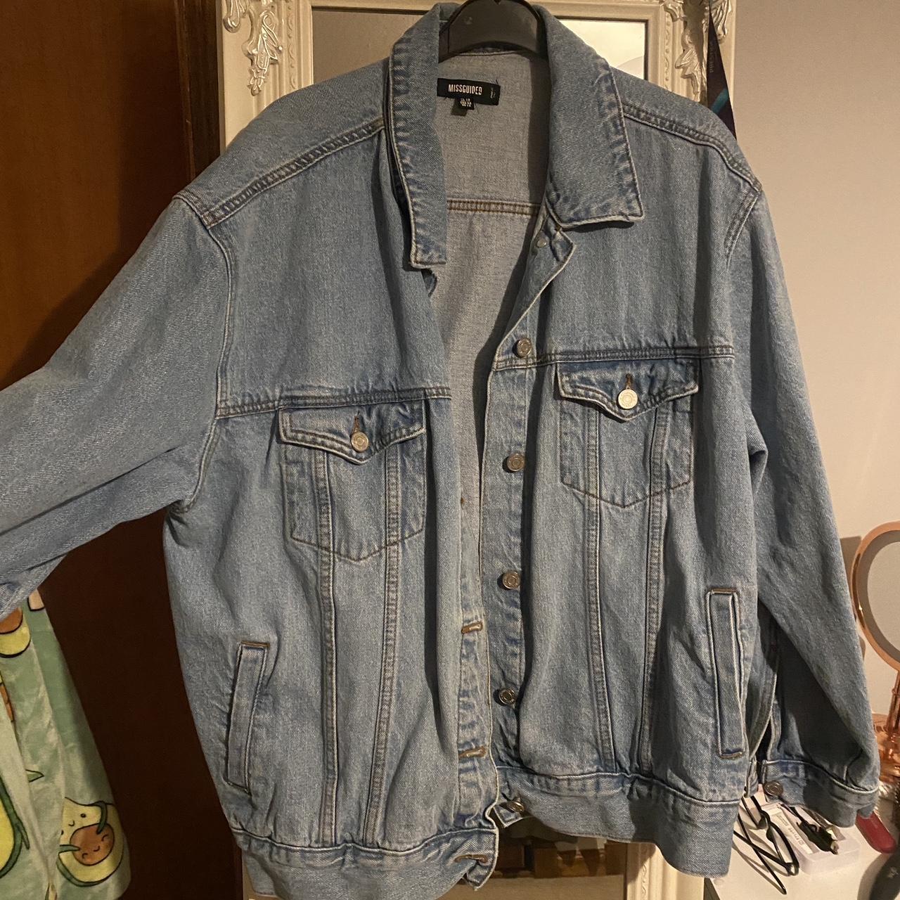 Blue oversized denim jacket sales missguided