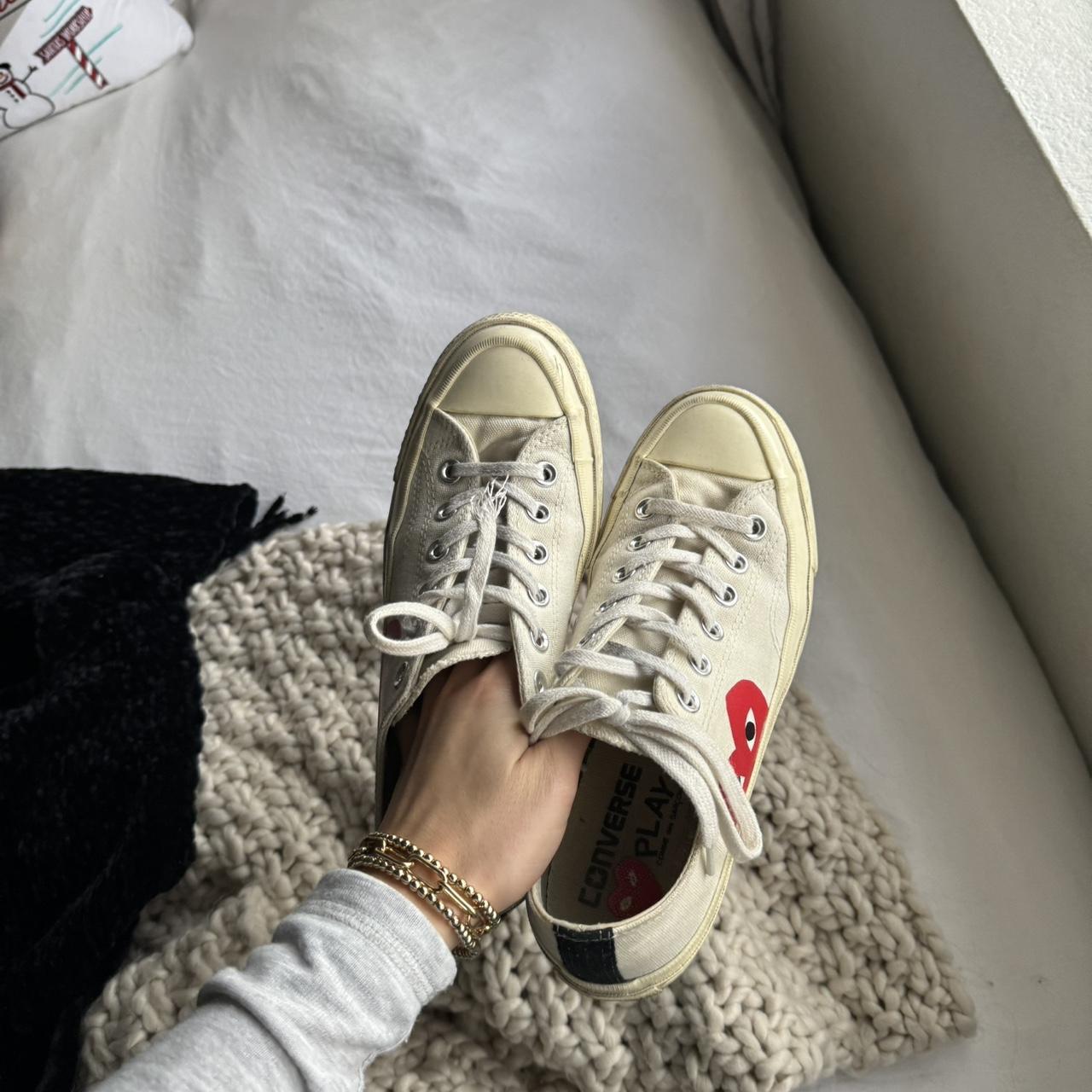 Converse CDG cream shoes size 5 men’s size 7 women... Depop
