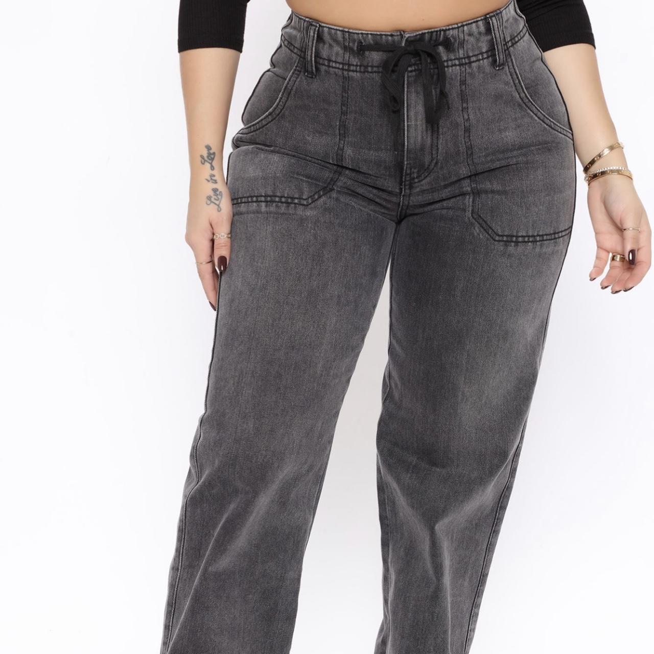 Fashion Nova Women's Black and Grey Jeans Depop