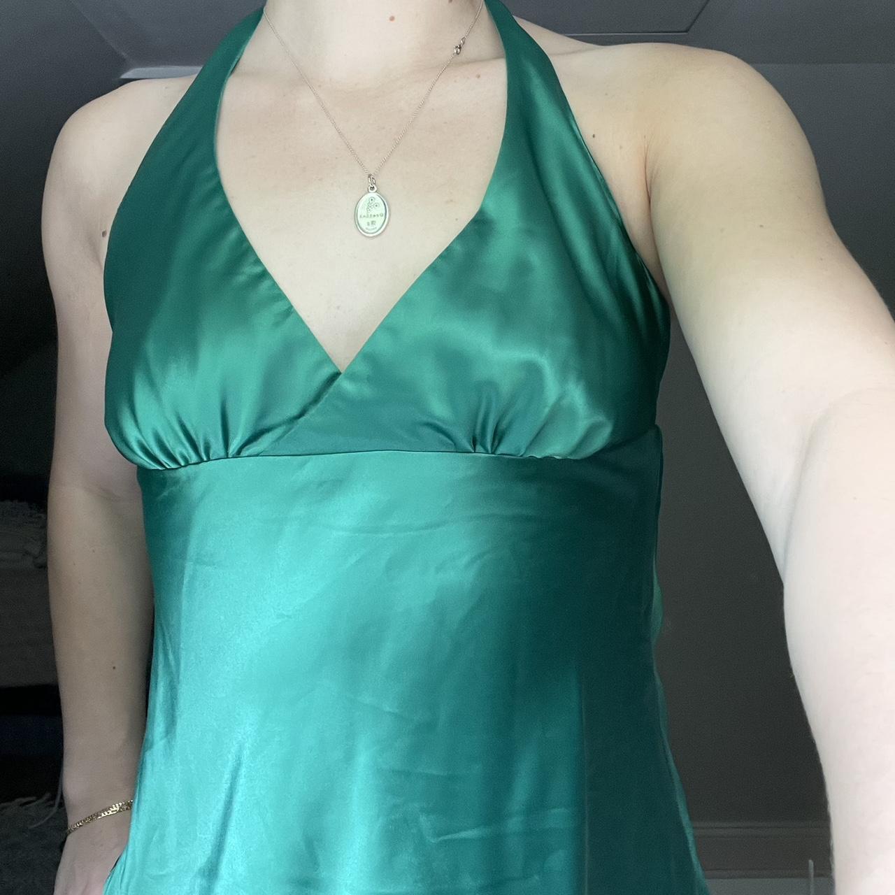 Silky green halter top🦚🖤 Size 4 but best fits... - Depop