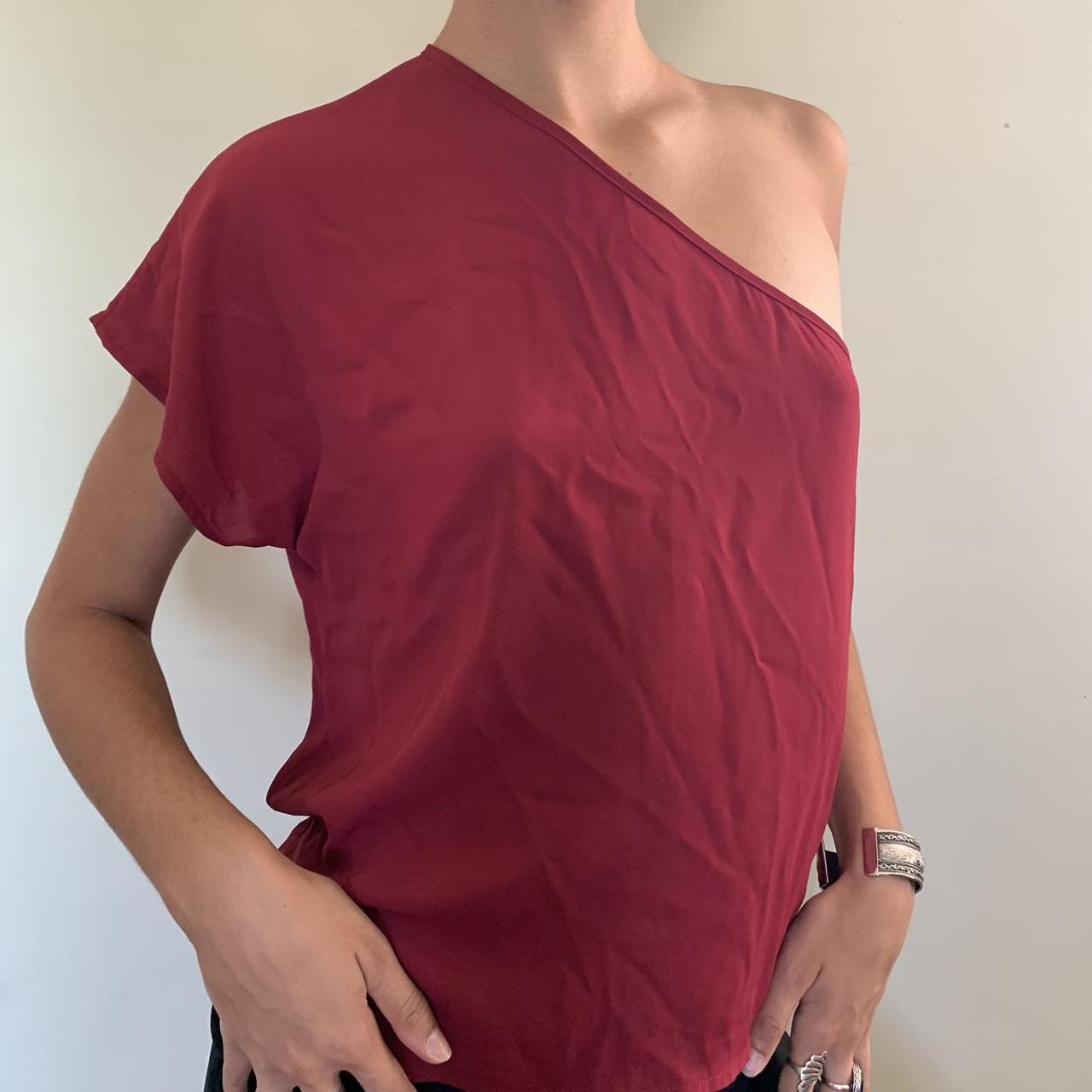 One-Shoulder Burgundy Top No tags. Shown on size S... - Depop