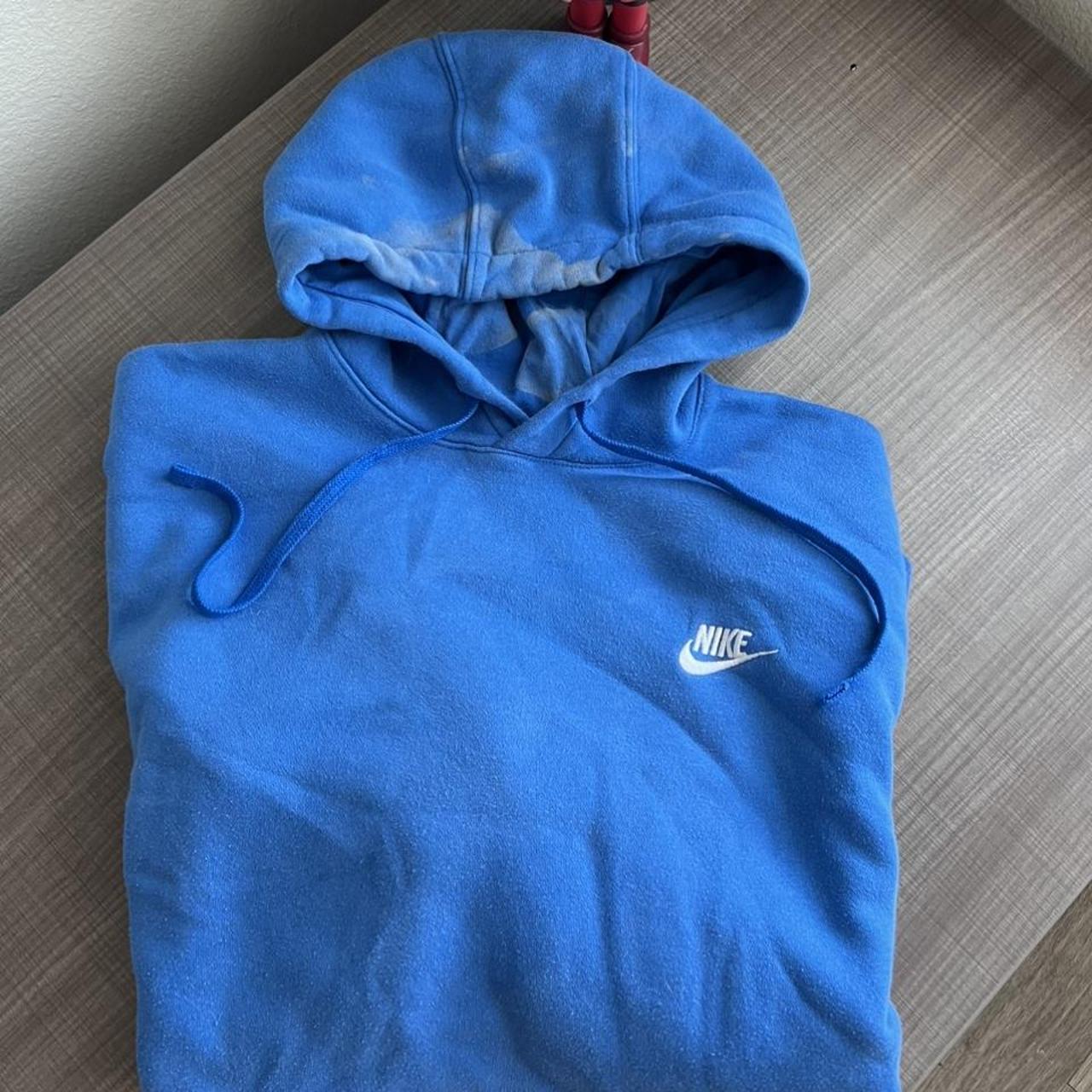 Nike Men's Blue and White Hoodie | Depop