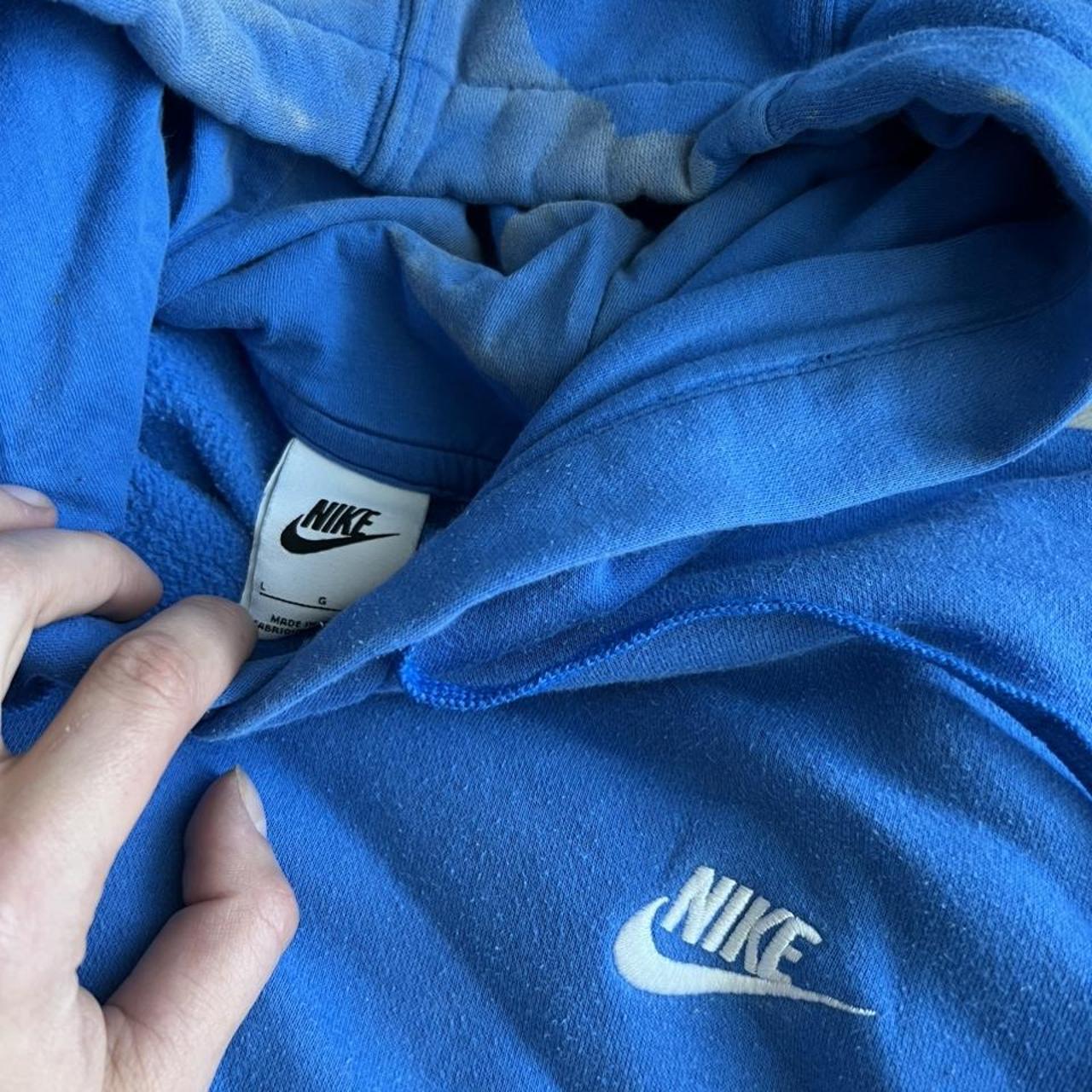 Nike Men's Blue and White Hoodie | Depop