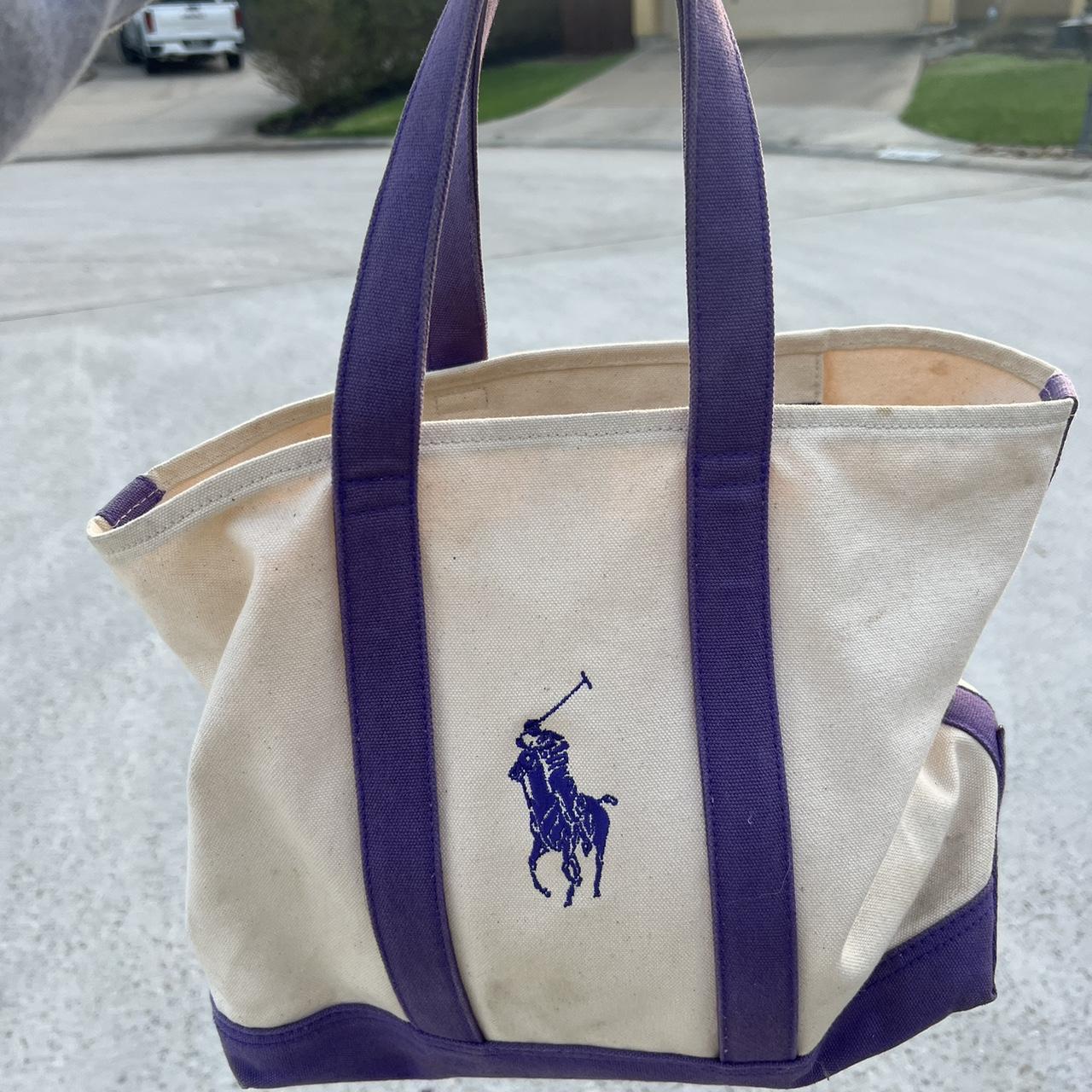 Polo Ralph Lauren Women's Purple and White Bag | Depop