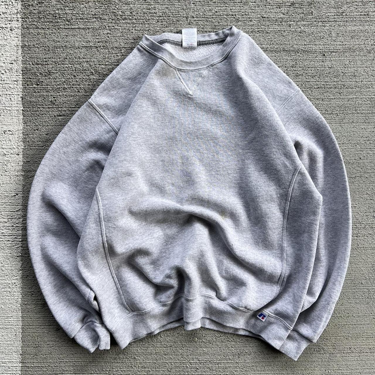 Russell Athletic Vintage Boxy Gray Pullover... - Depop