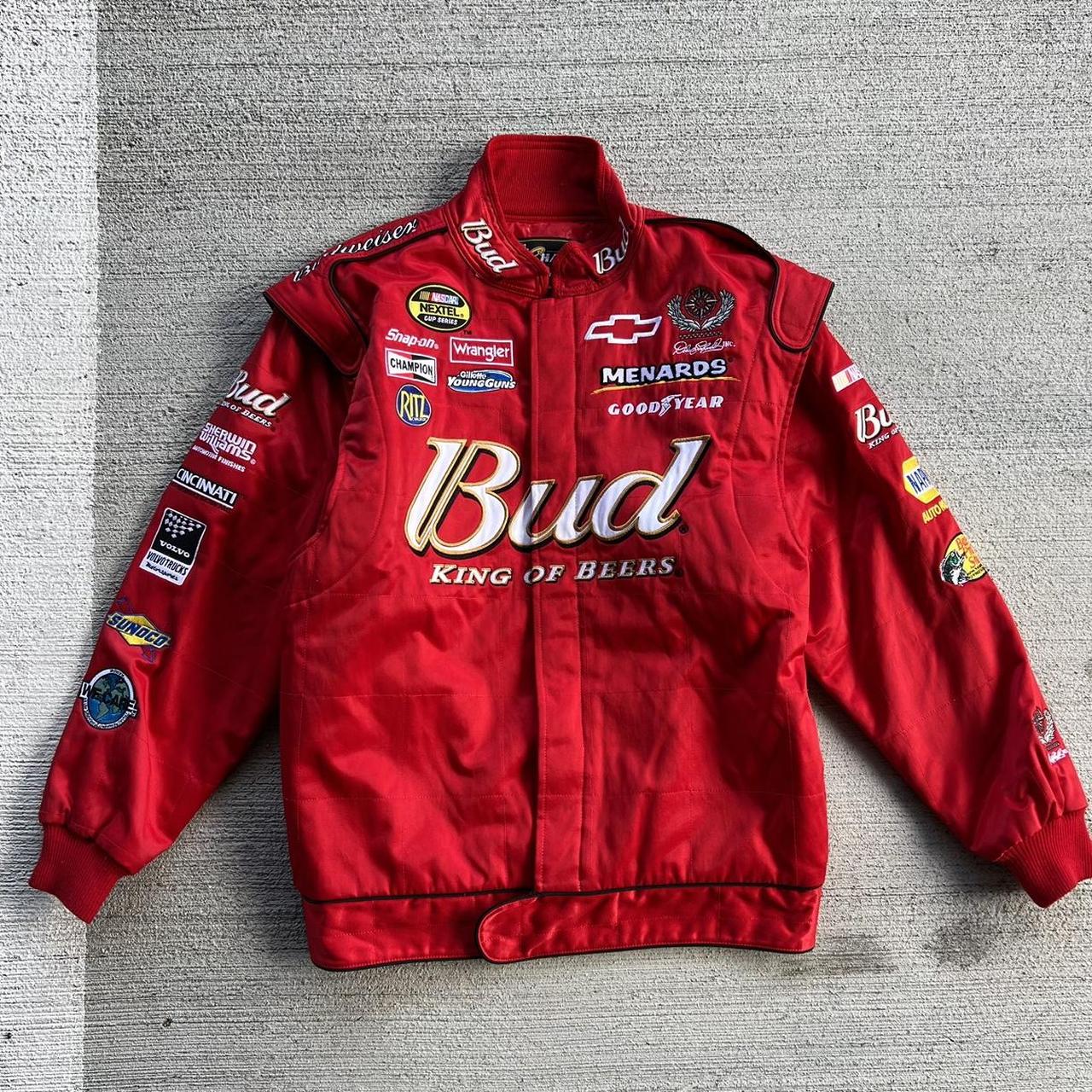 Budweiser NASCAR Dale Earnhardt Racing Jacket Red... - Depop