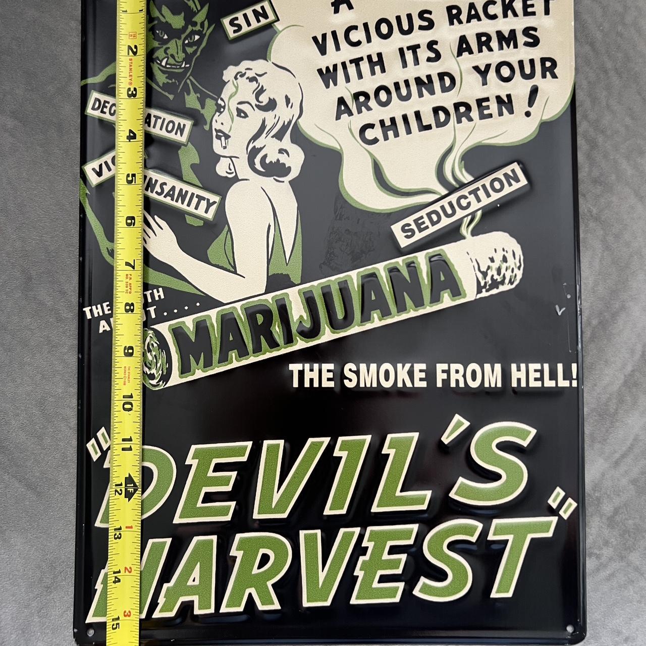 Devils Harvest Tin Sign - Depop