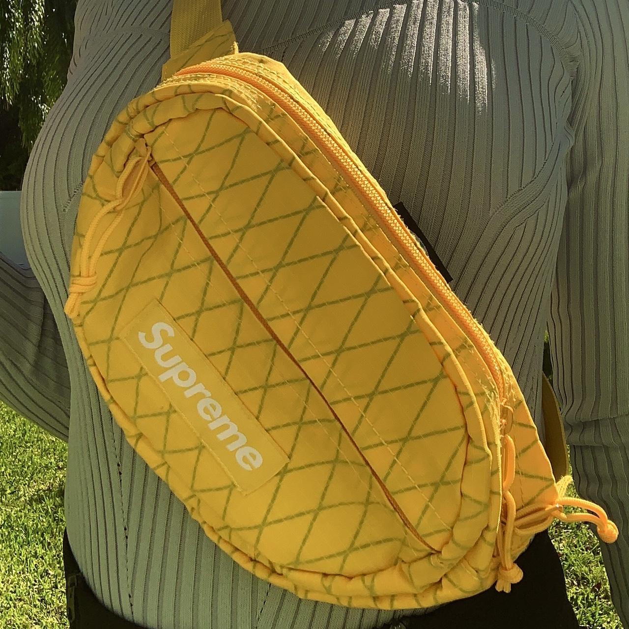 Yellow Supreme waist bag (Fanny pack/Sling bag) Used - Depop