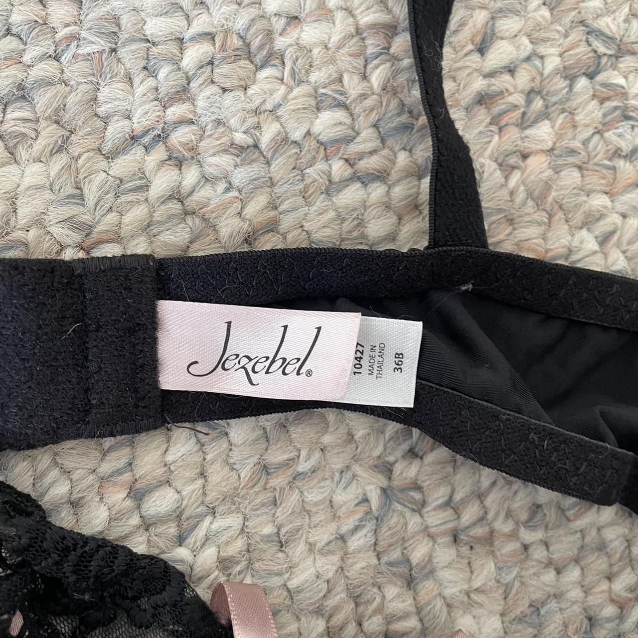 Jezebel Women's Pink and Black Bra | Depop