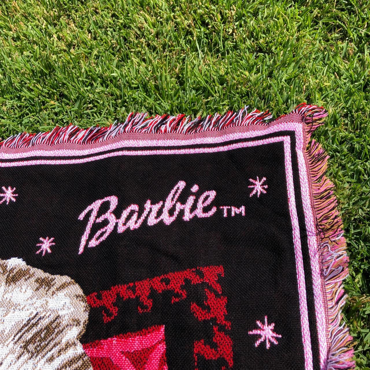 Vintage Barbie Woven Tapestry Throw Blanket Pink Ballet Made In