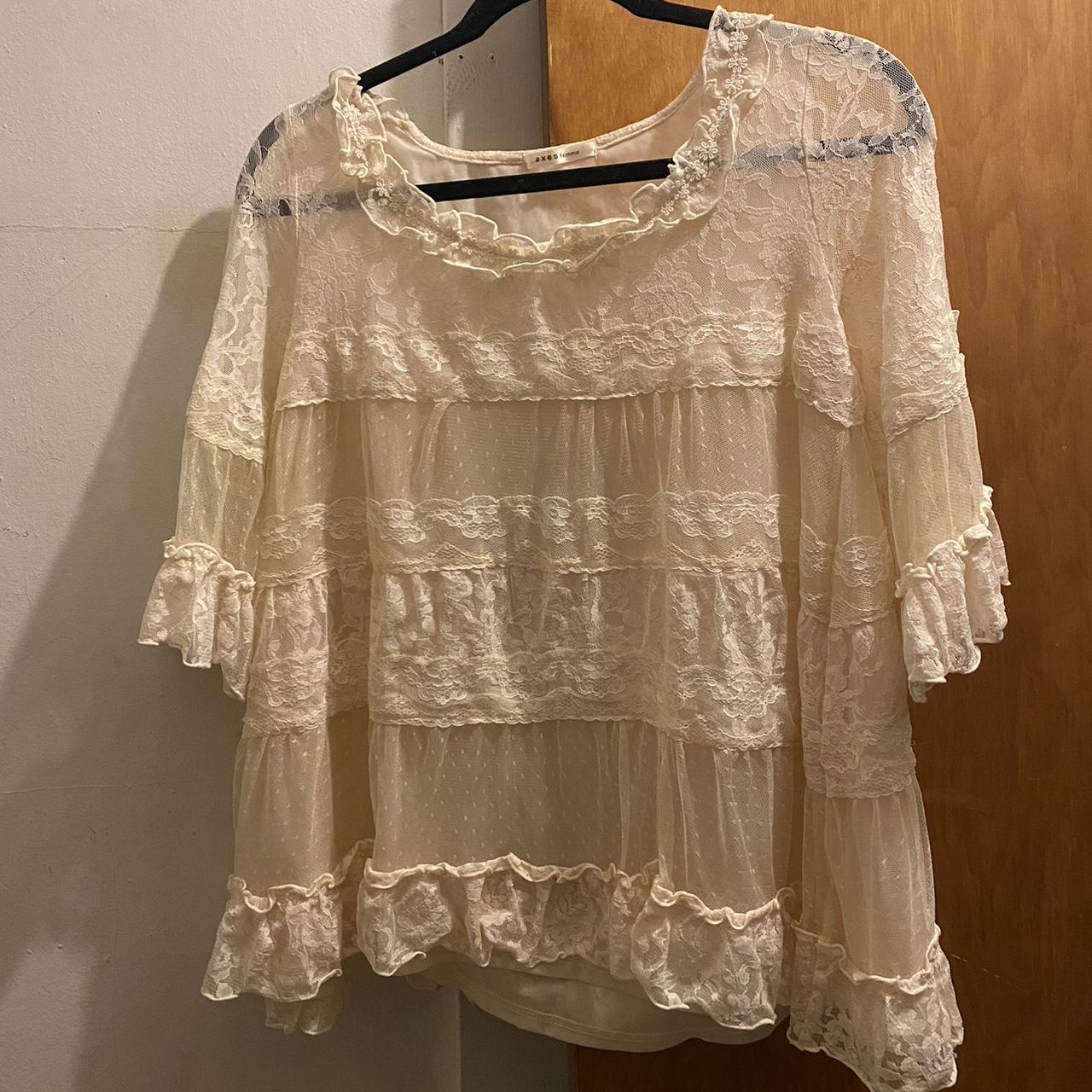 axes femme lacey tunic blouse fits xs m depending on... Depop