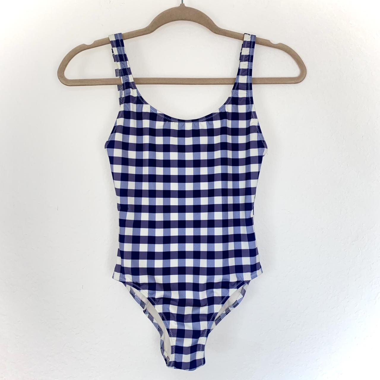 blue gingham one piece swimsuit One piece swimsuit... Depop