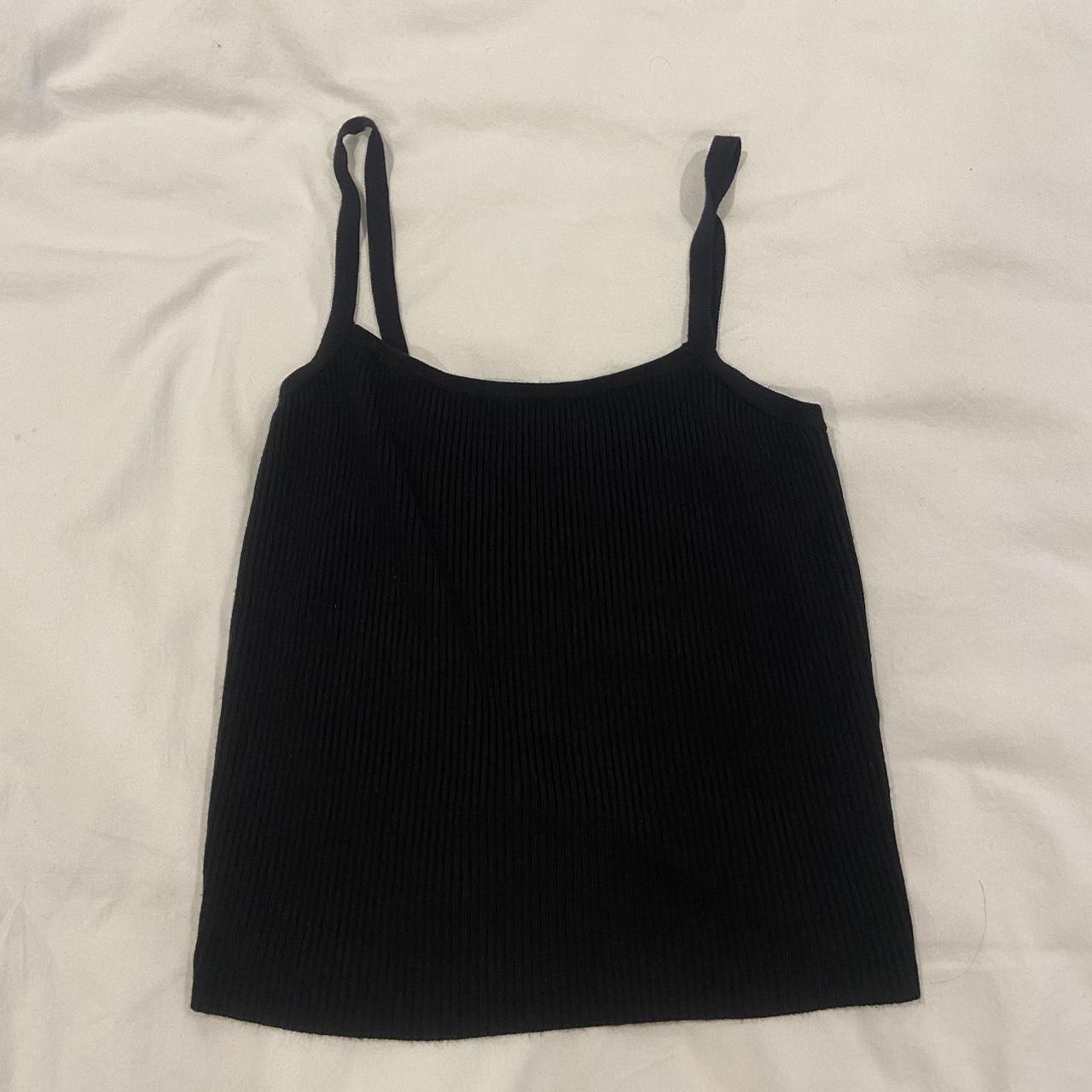 BRANDY MELVILLE Black ribbed tank top! A little tear... - Depop