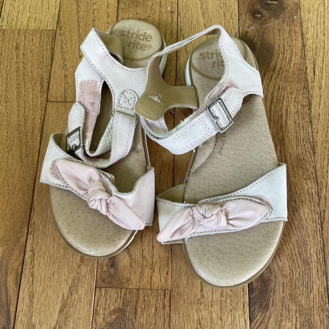 STRIDE RITE PINK BOW GIRLS SANDALS SIZE 13 WIDE Depop