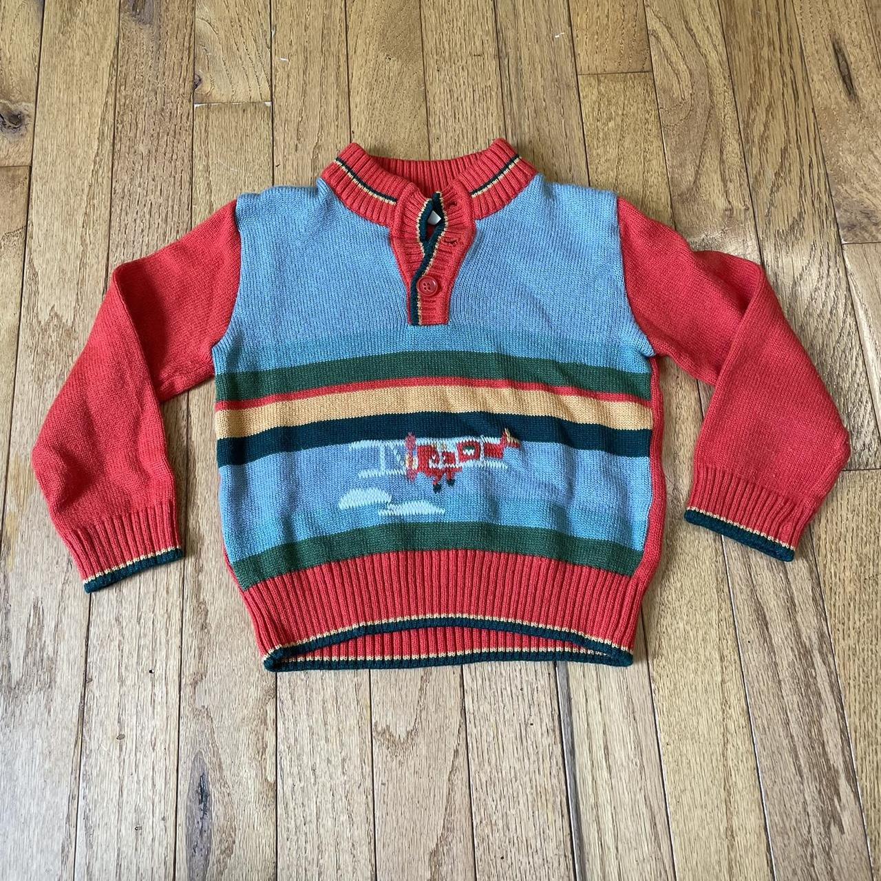 VTG JC PENNEY TODDLE TIME ORANGE AIRPLANE STRIPED... - Depop