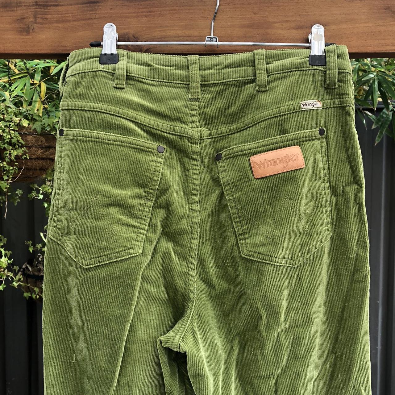 Green cord wrangler flares Size 9 They are so... Depop