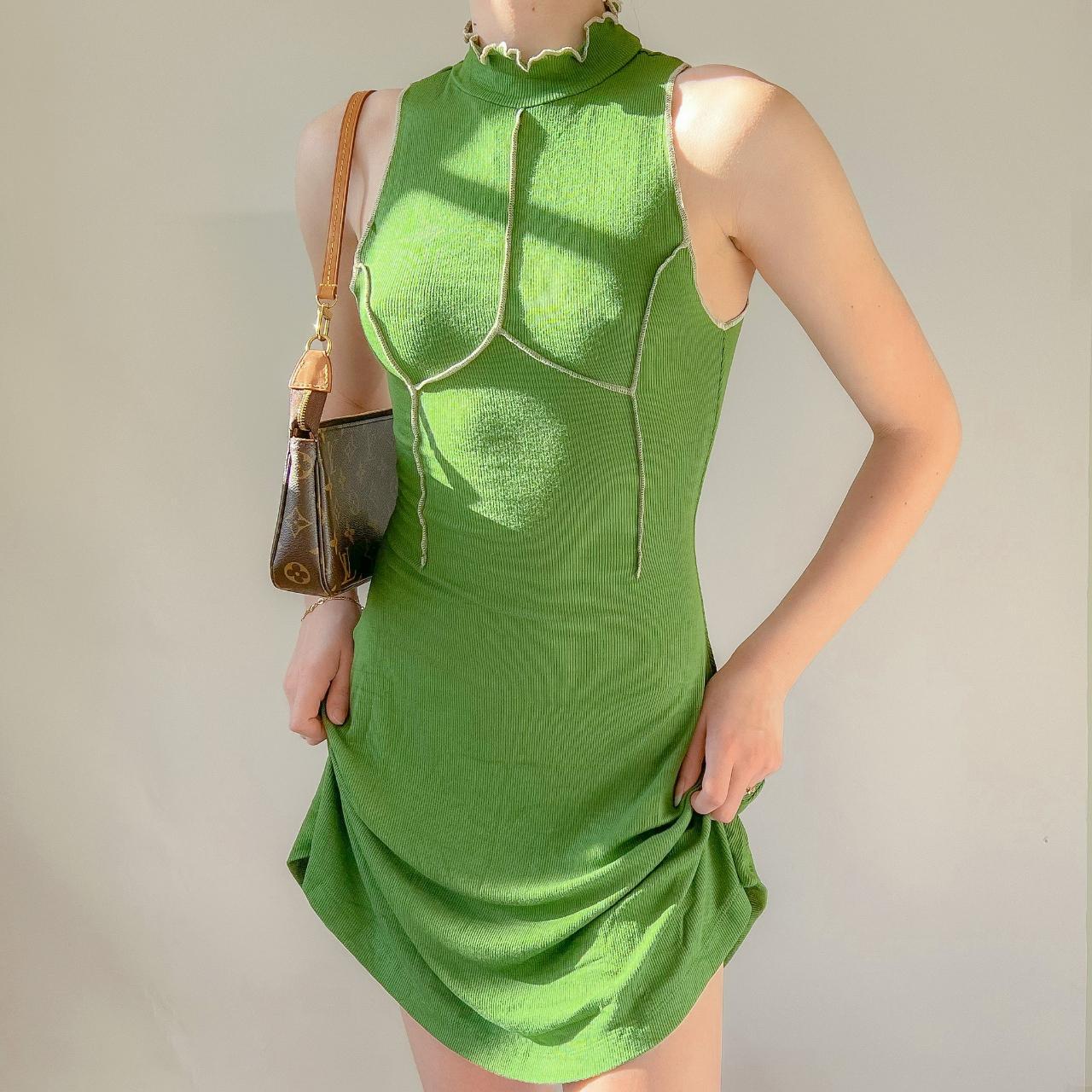 Green Backless Halter Dress, Green Mini Dress Sleeveless