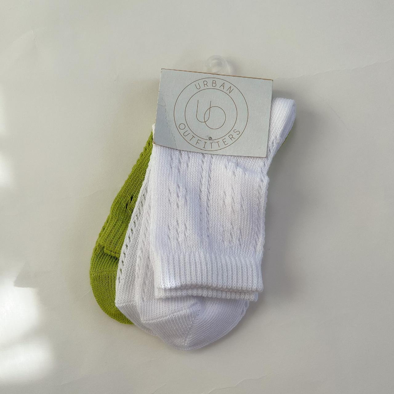 Urban Outfitters Women's Green and White Socks | Depop