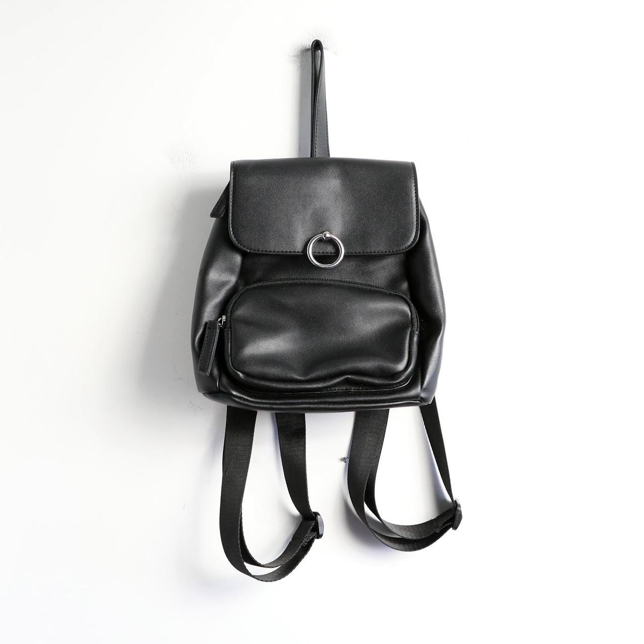 Miniso black small backpack faux leather modern