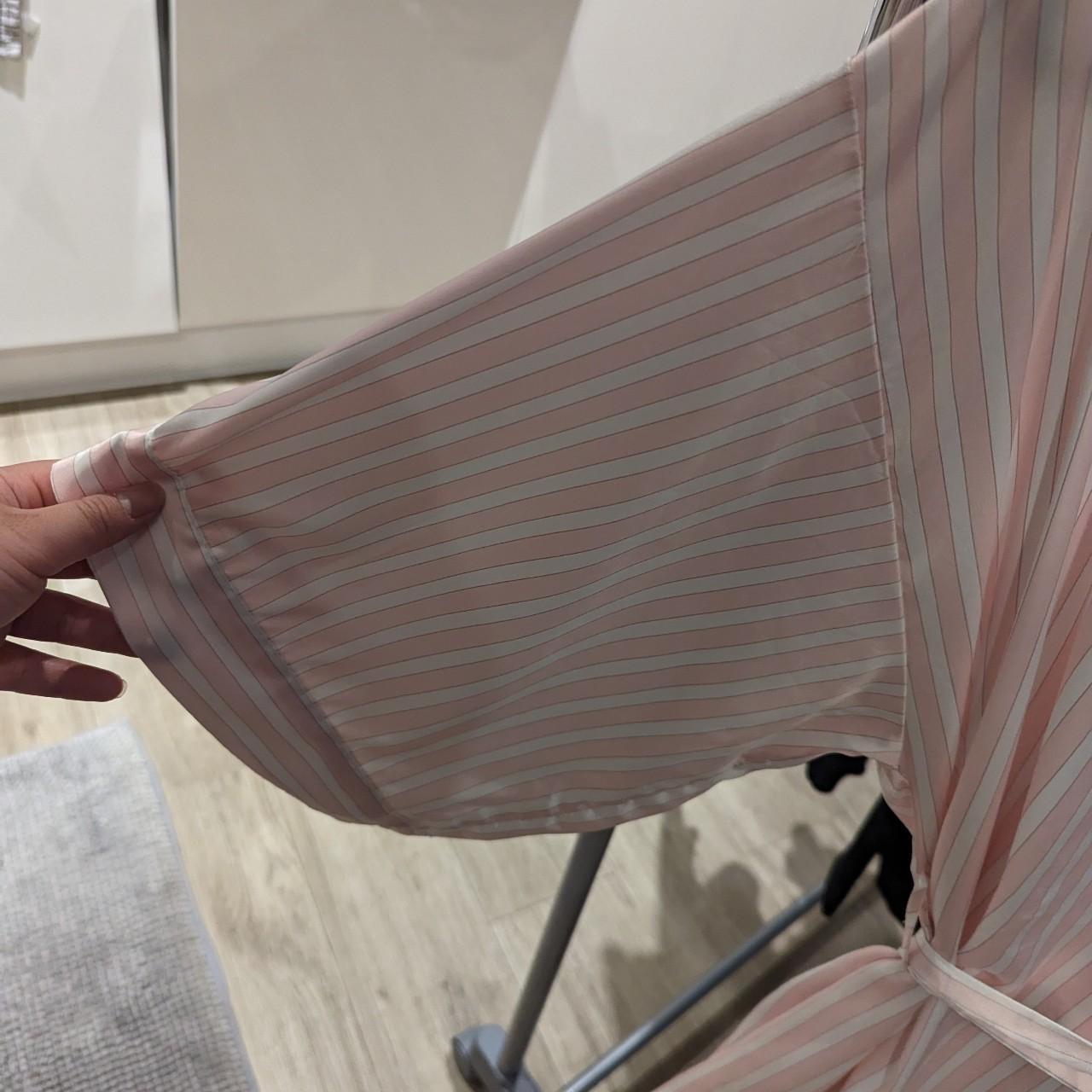 Victoria's secret satin pink and white striped robe... - Depop
