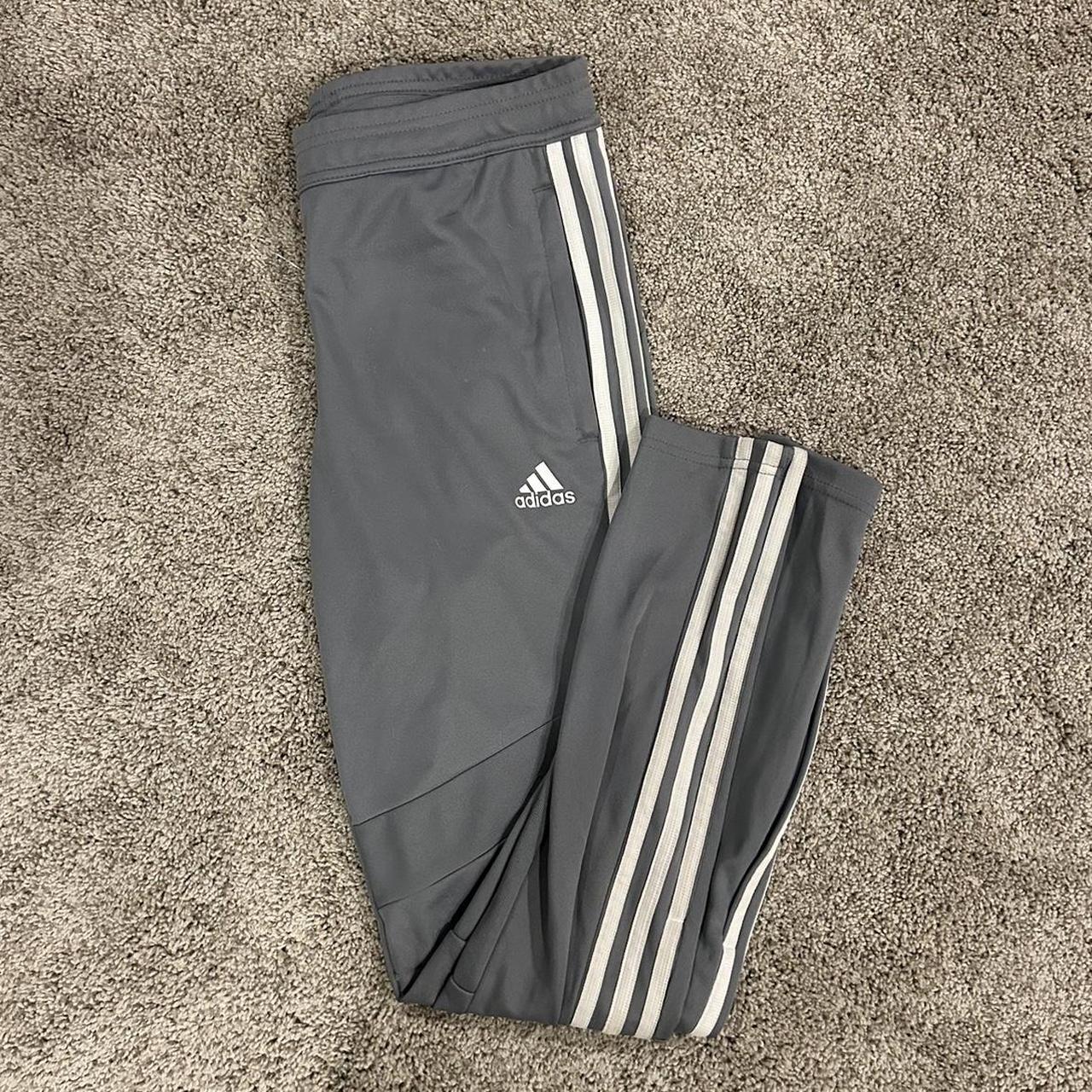 Grey and white Adidas joggers Size S #joggers... - Depop