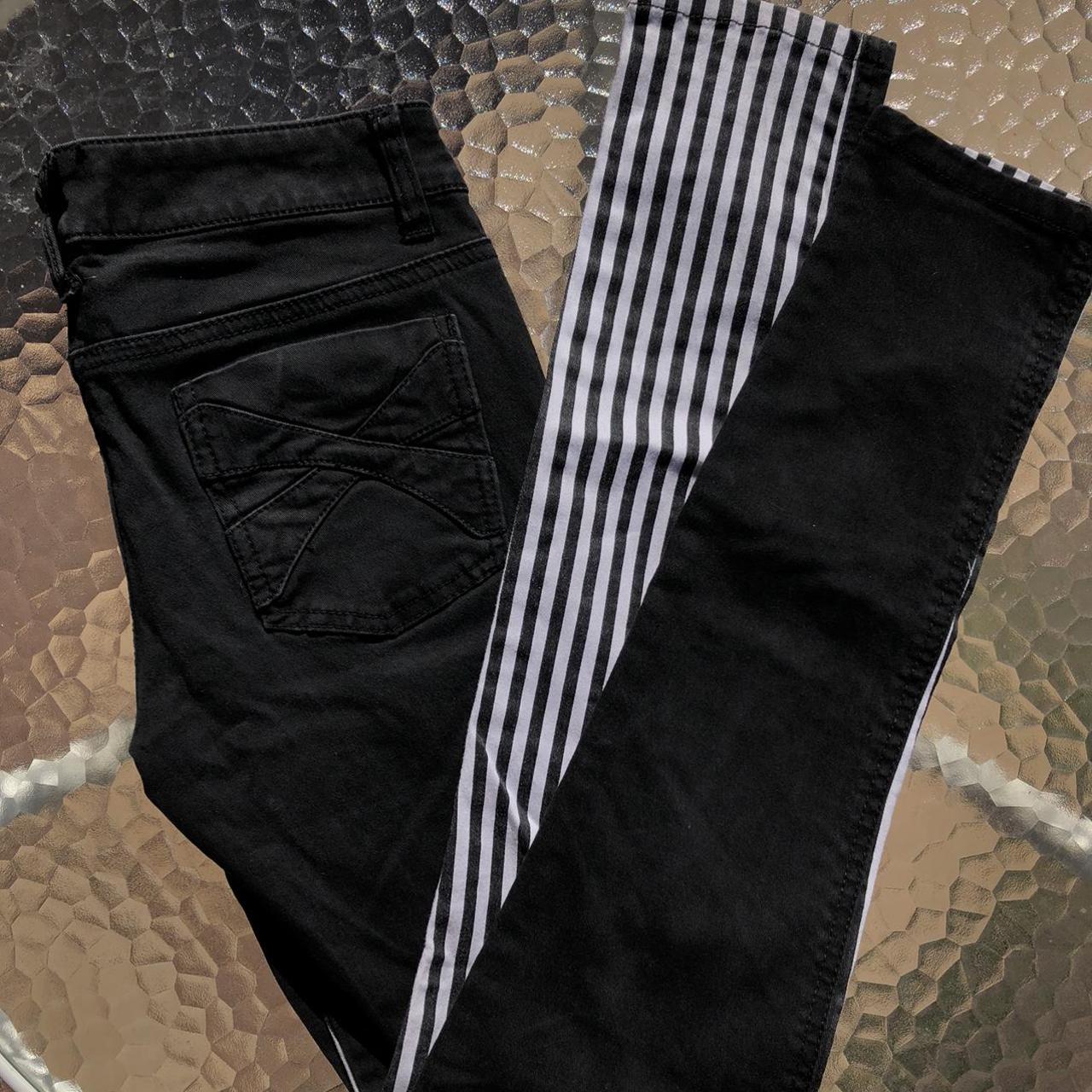 Black And White Jeans Women 2026.Royal Bones b&w striped jeans Back of jeans are... - Depop