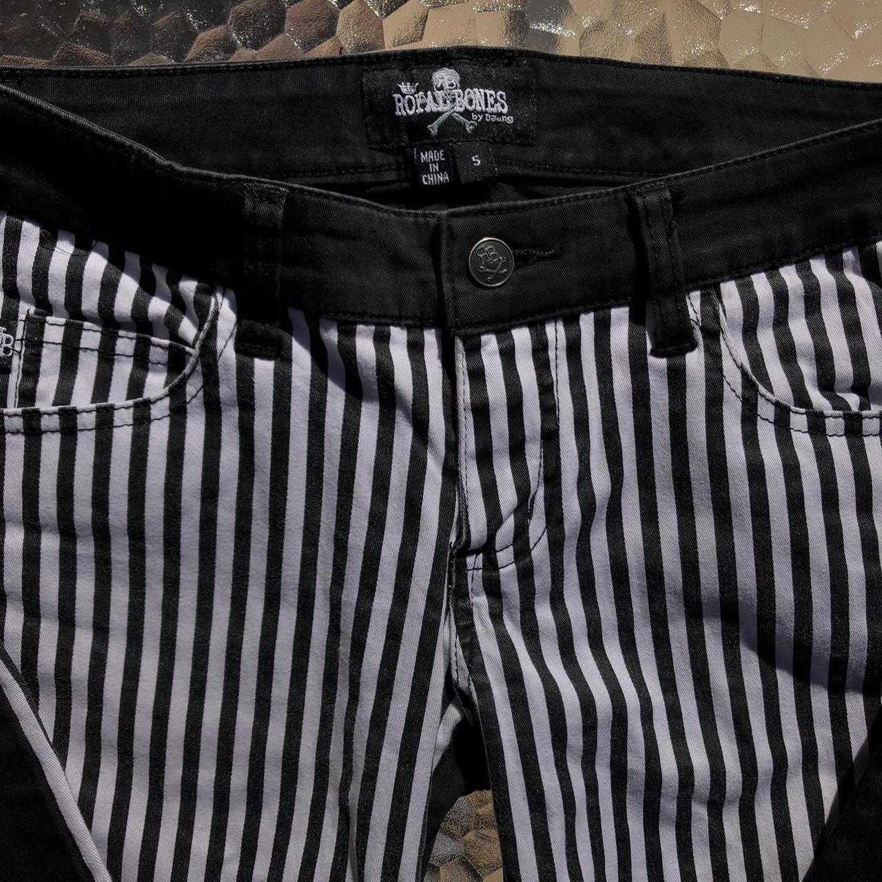 Black And White Jeans Women 2026.Royal Bones b&w striped jeans Back of jeans are... - Depop