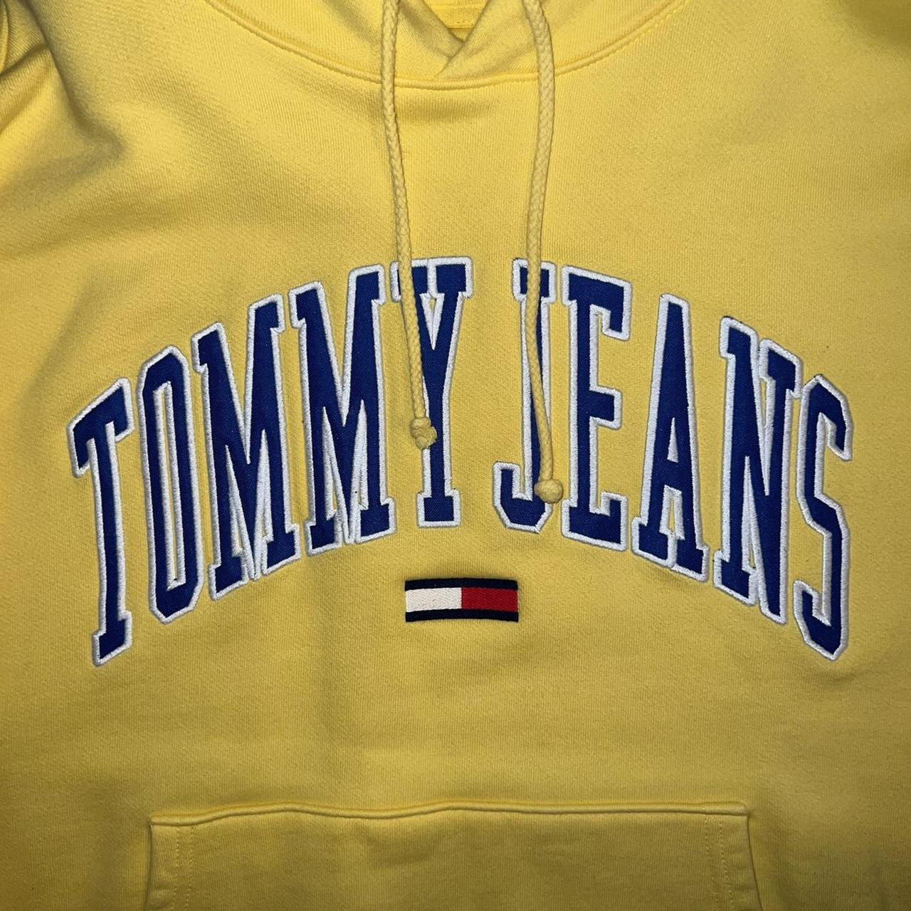 Tommy Hilfiger Men's Yellow and Blue Hoodie Depop