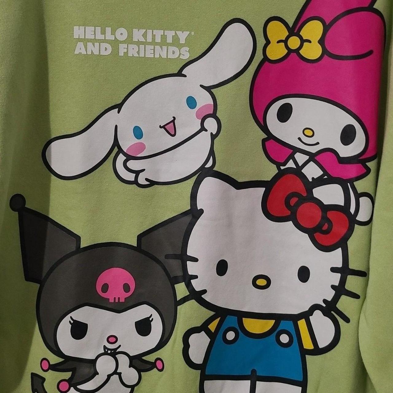 Green Hello Kitty and Friends Fleece Crewneck | Depop