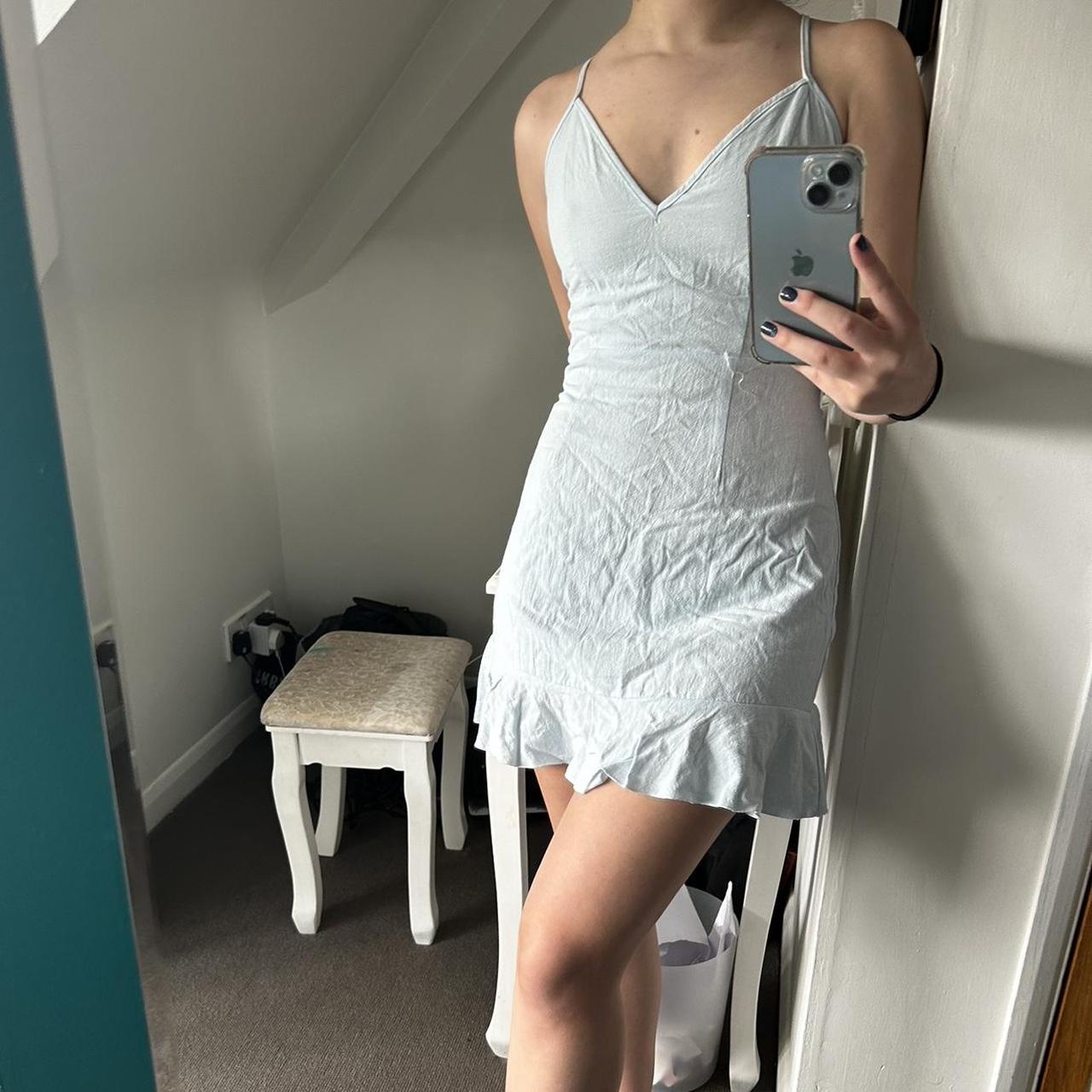 Cutest baby blue mini dress with v cute and cross... - Depop