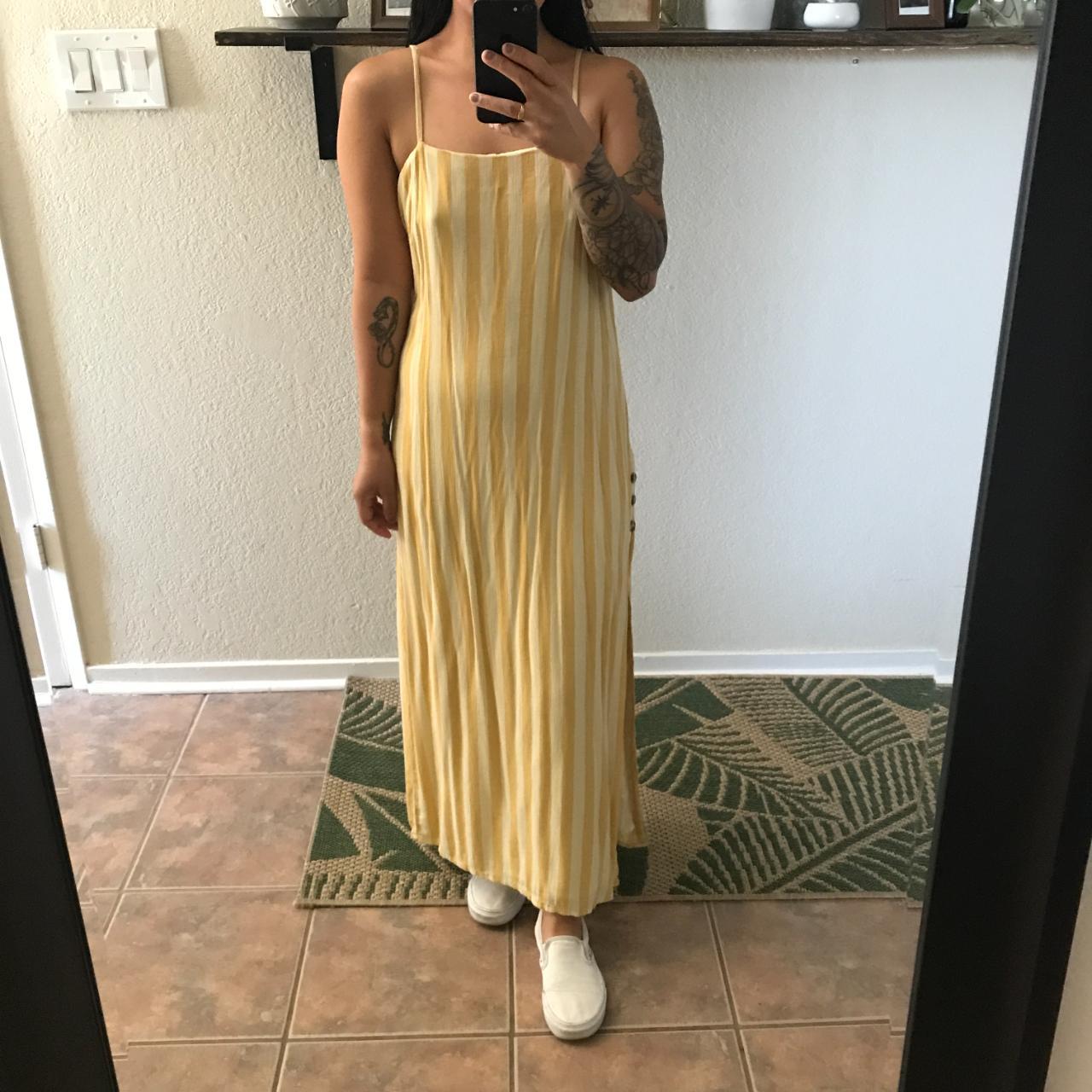 Amuse Society Yellow Striped Sleeveless Maxi Dress Depop