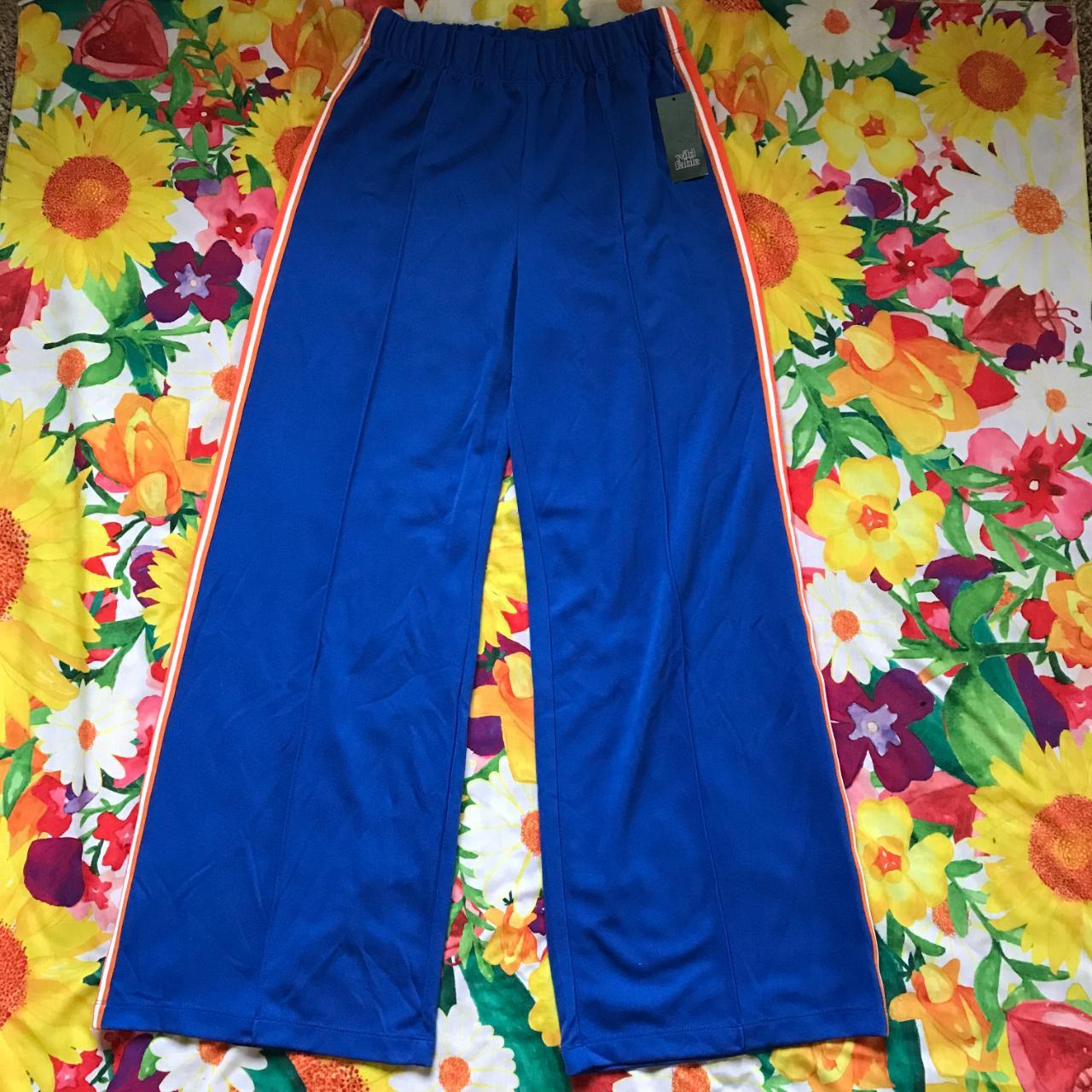 NWT Wild Fable Blue Lapis Side Stripe Wide Leg Track - Depop