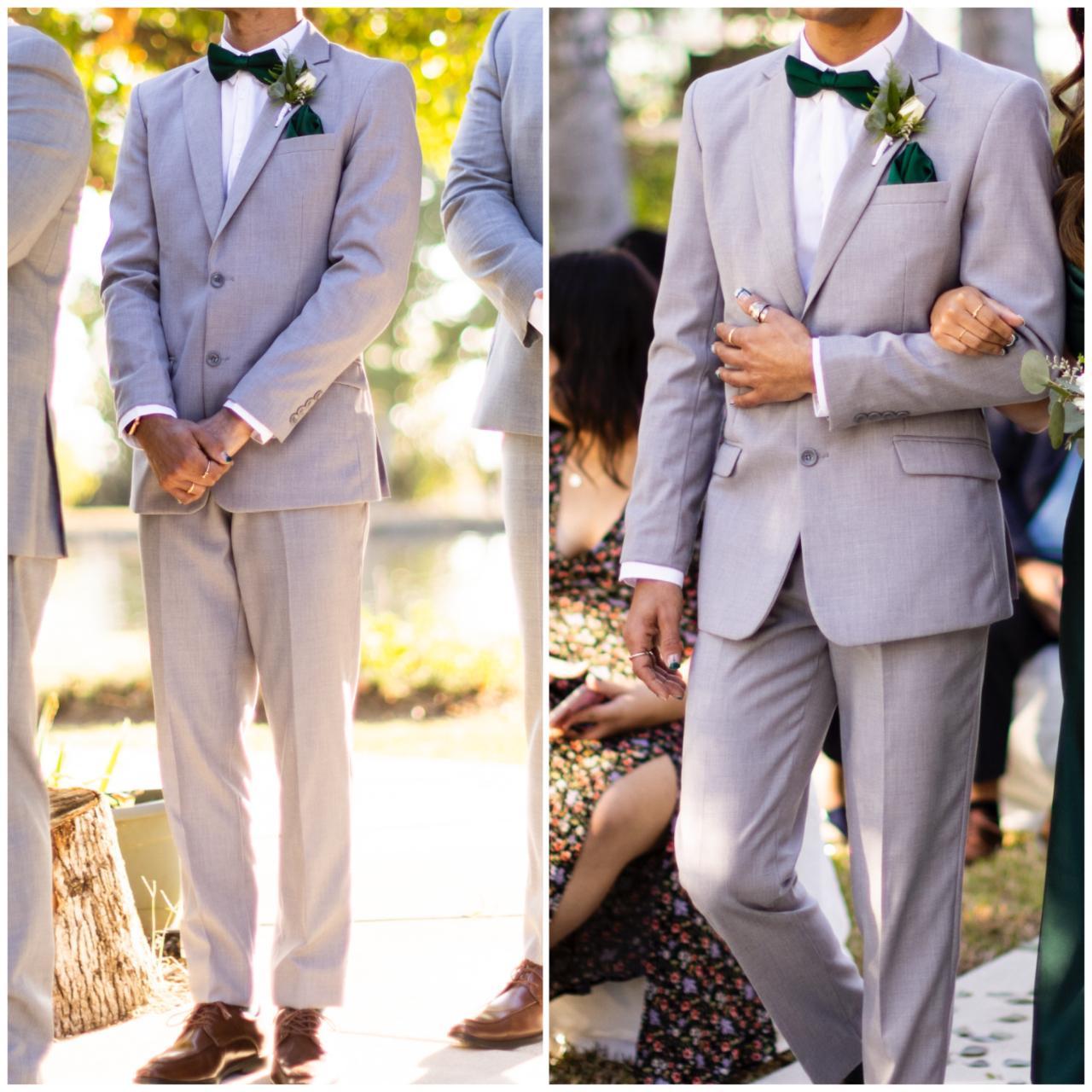 grey suit ivory shirt