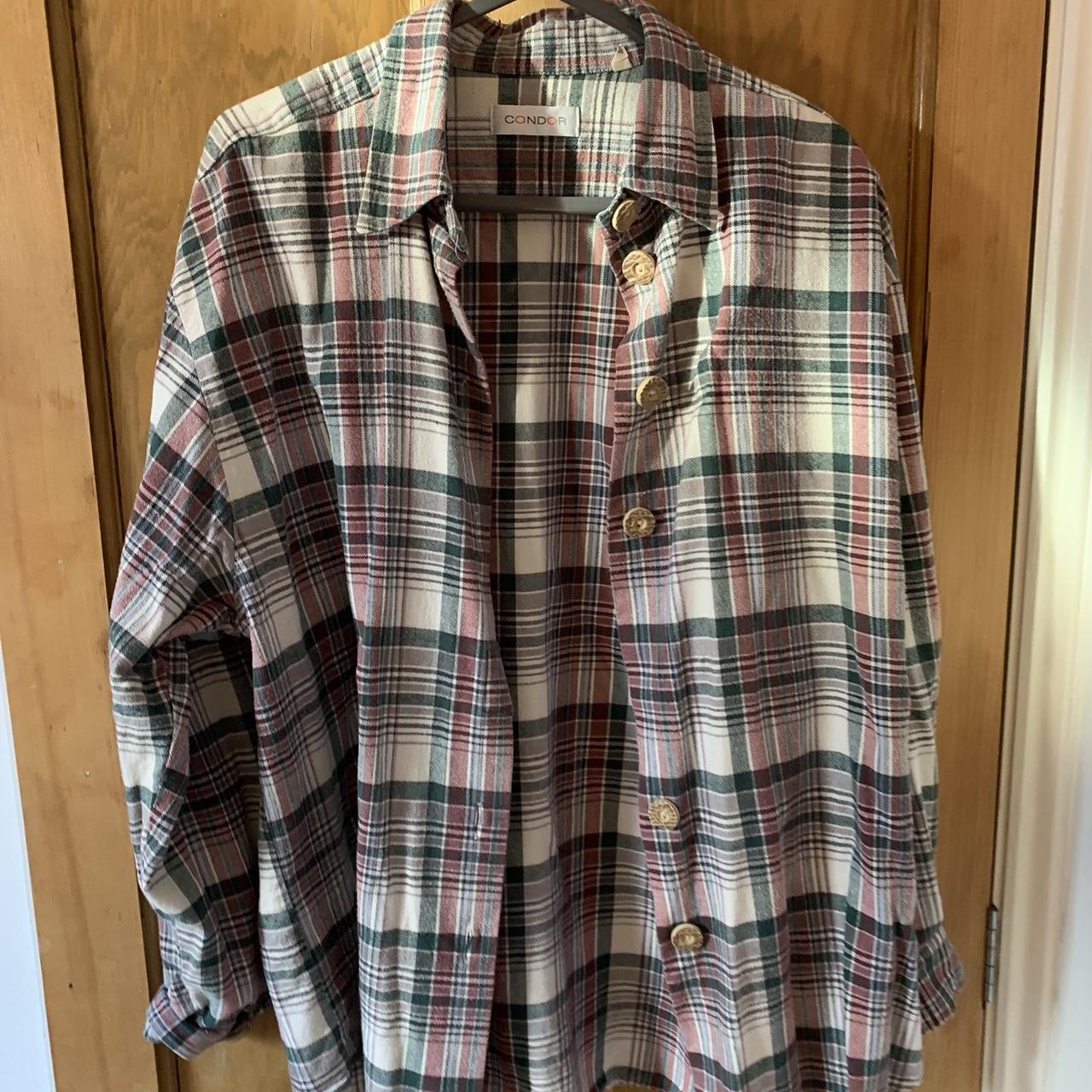 Vintage Flannel shirt with cool chunky buttons. Fit... - Depop
