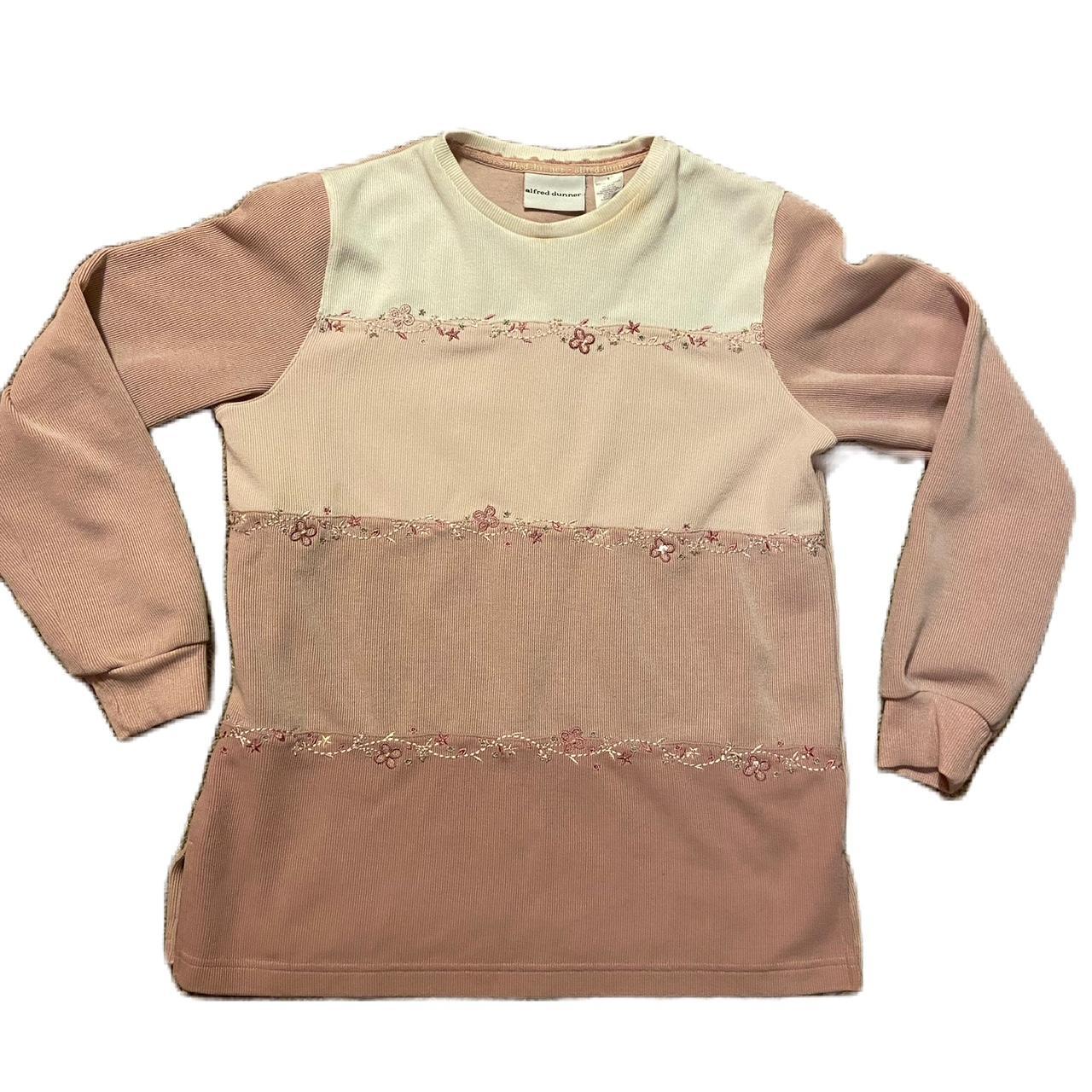 Alfred Dunner Women's Pink and Cream Sweatshirt