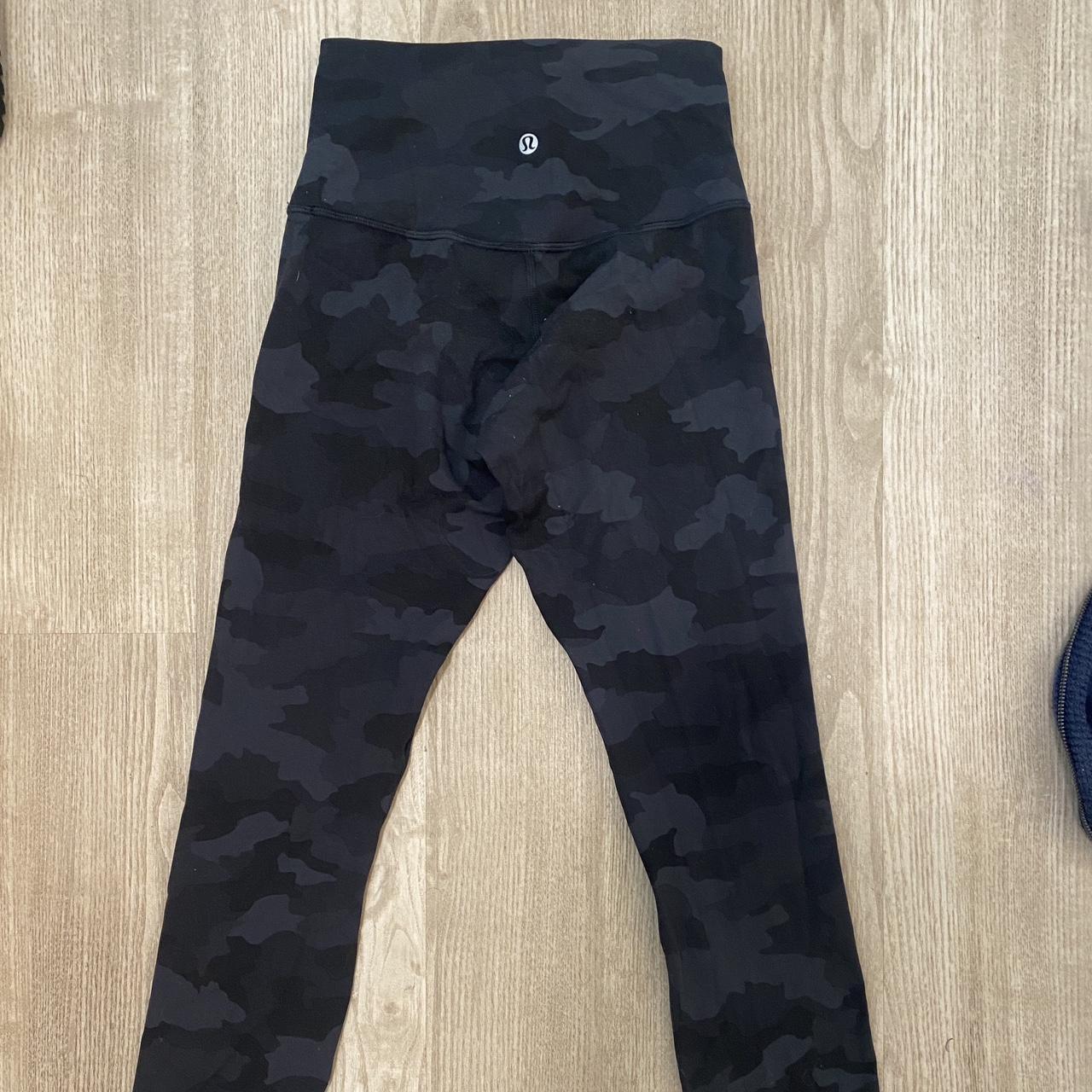 7/8 black camo lululemon leggings - Depop