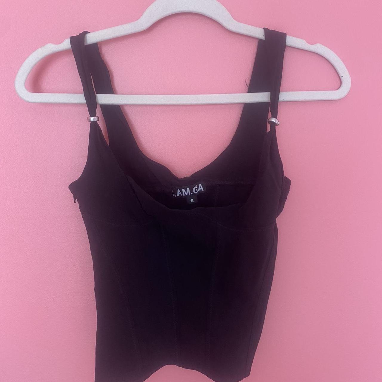 i am gia black corset top. size small. #iamgia #corset - Depop