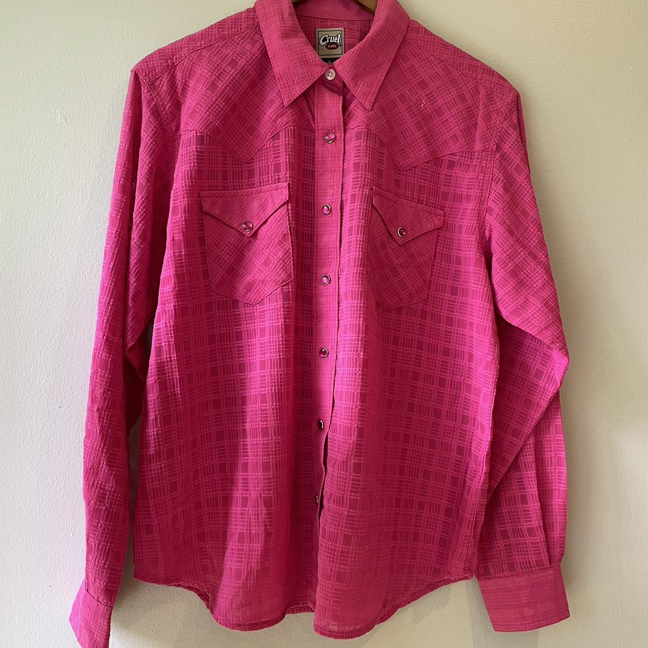 pink pearl snap western shirt