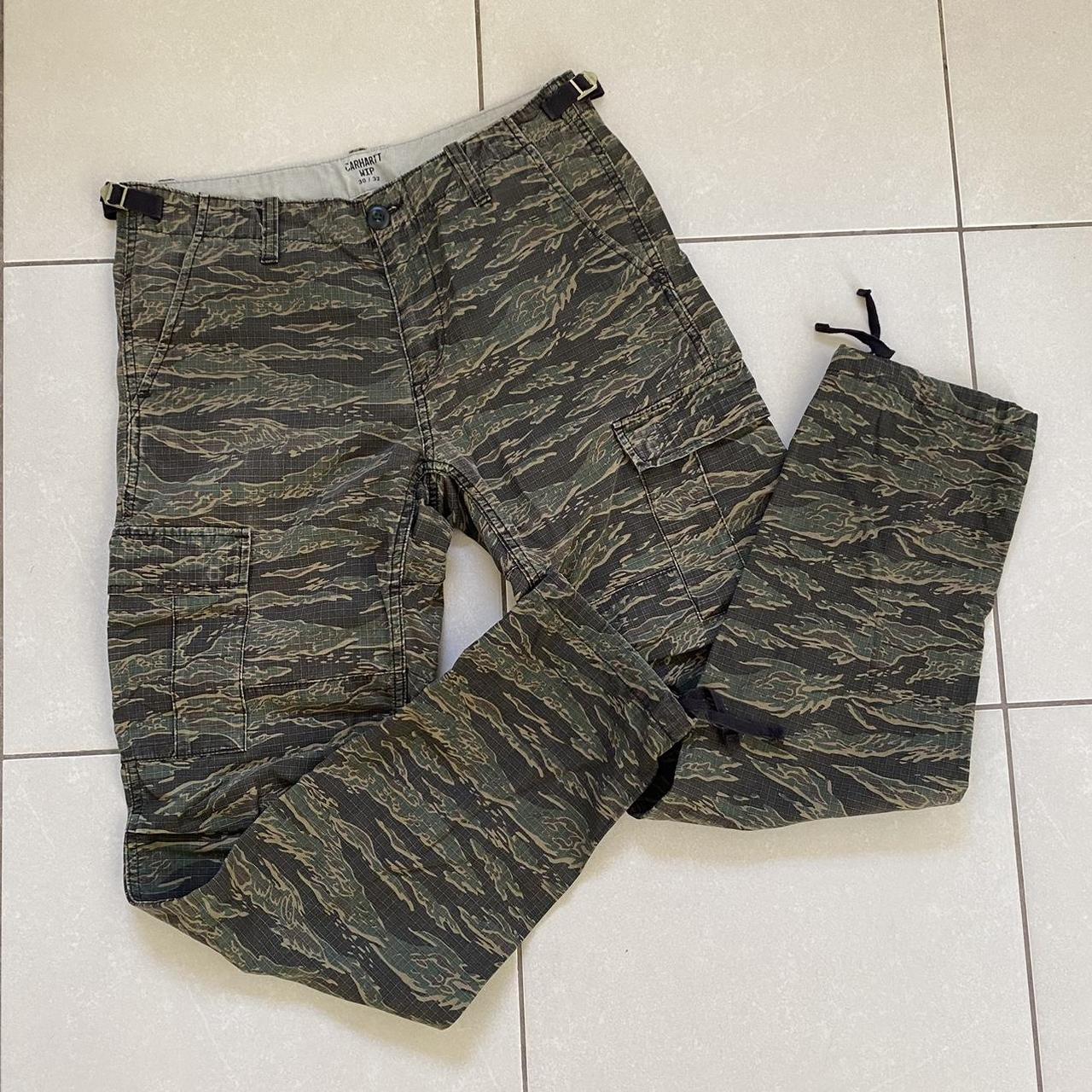 Carhartt WIP Aviation Pant Tiger camo print cargo... - Depop